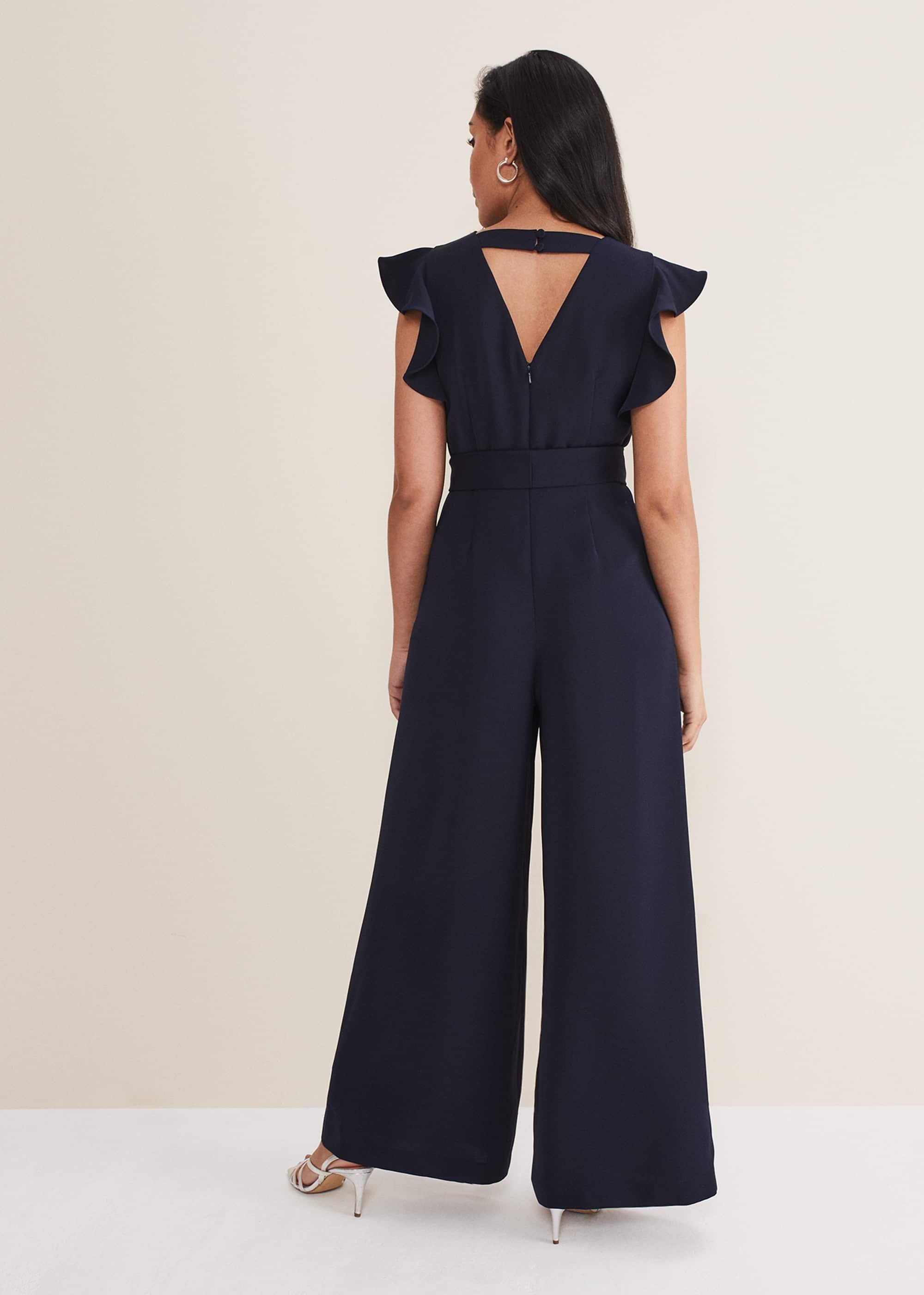 Petite Kallie V Neck Frill Jumpsuit