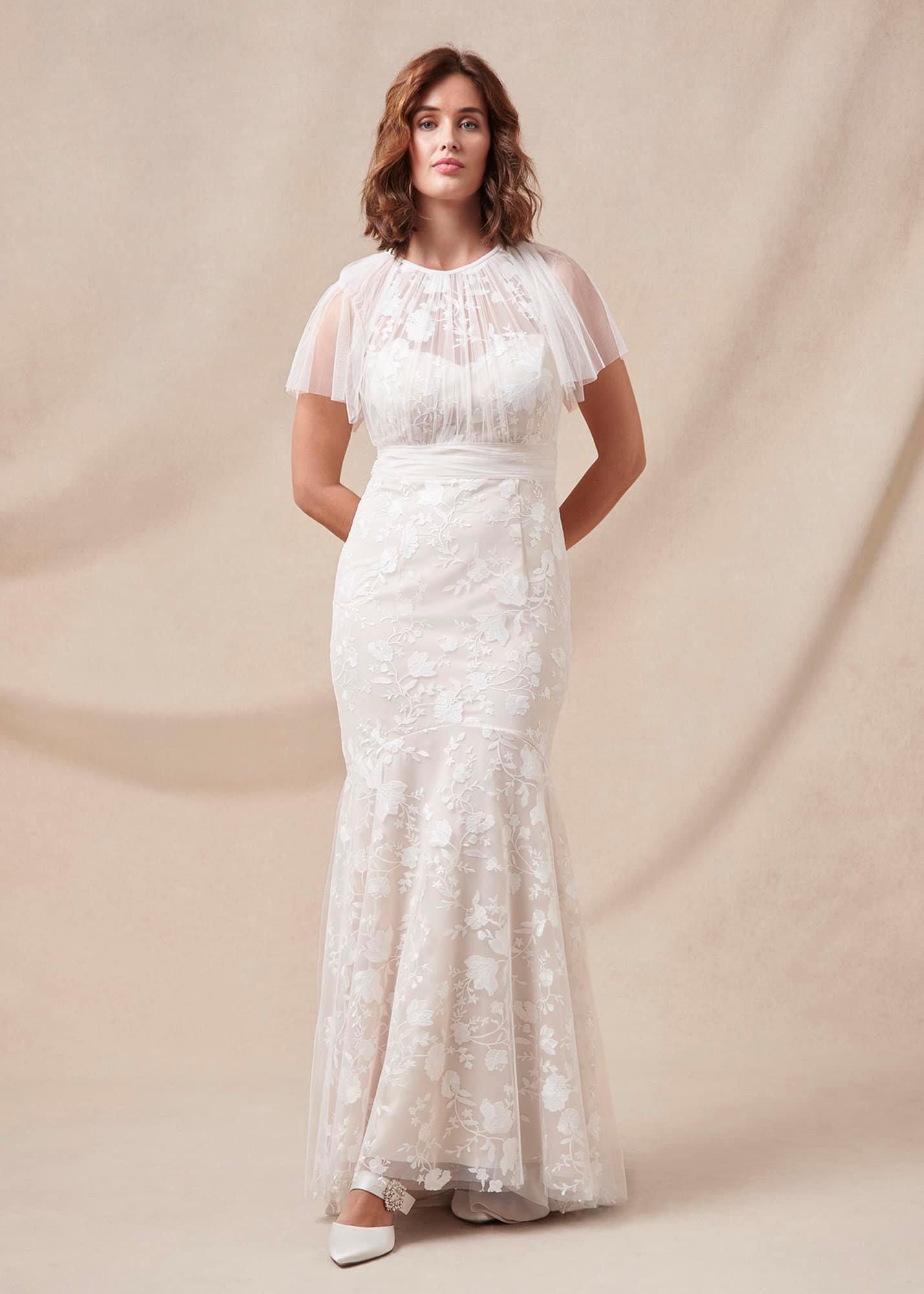 Delilah Mesh Embroidered Maxi Wedding Dress