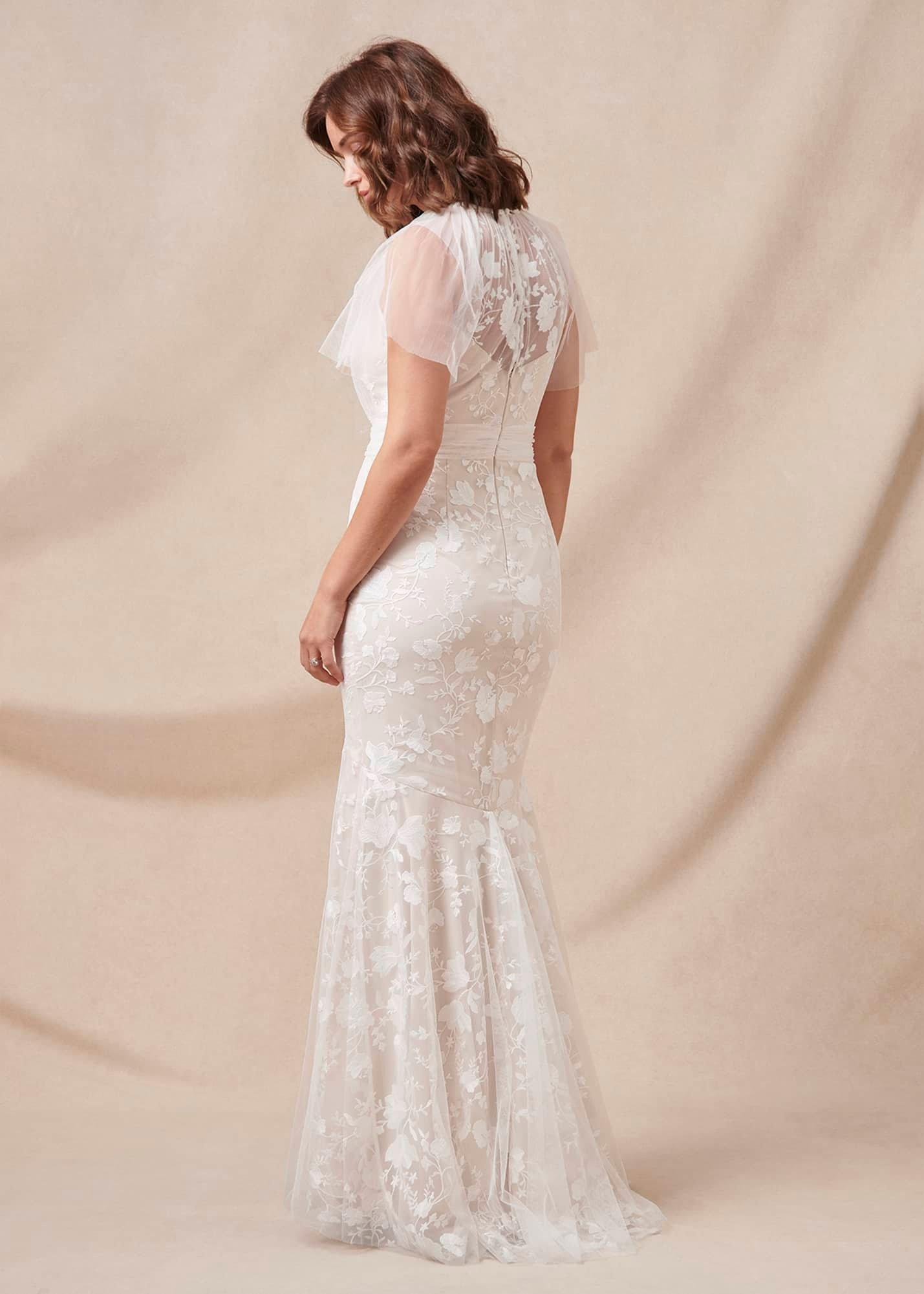 Delilah Mesh Embroidered Maxi Wedding Dress