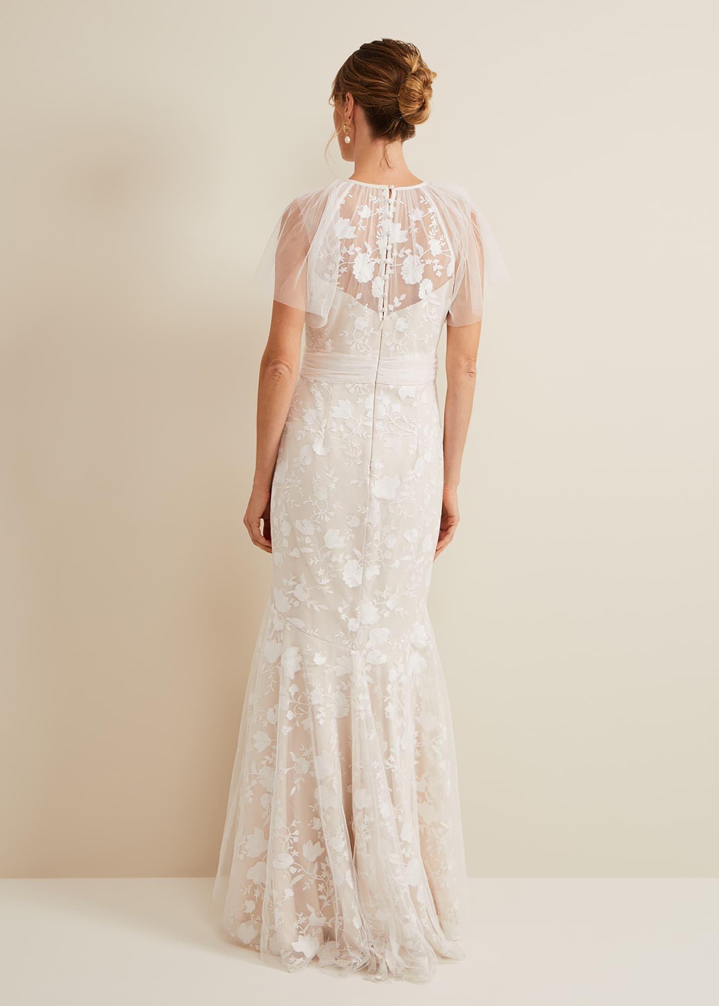 Delilah Mesh Embroidered Maxi Wedding Dress