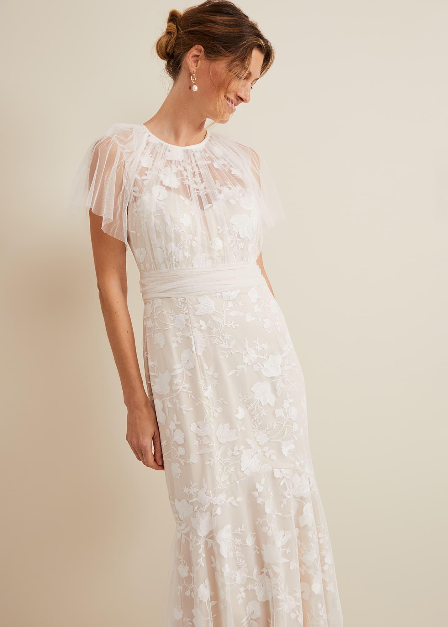 Delilah Mesh Embroidered Maxi Wedding Dress