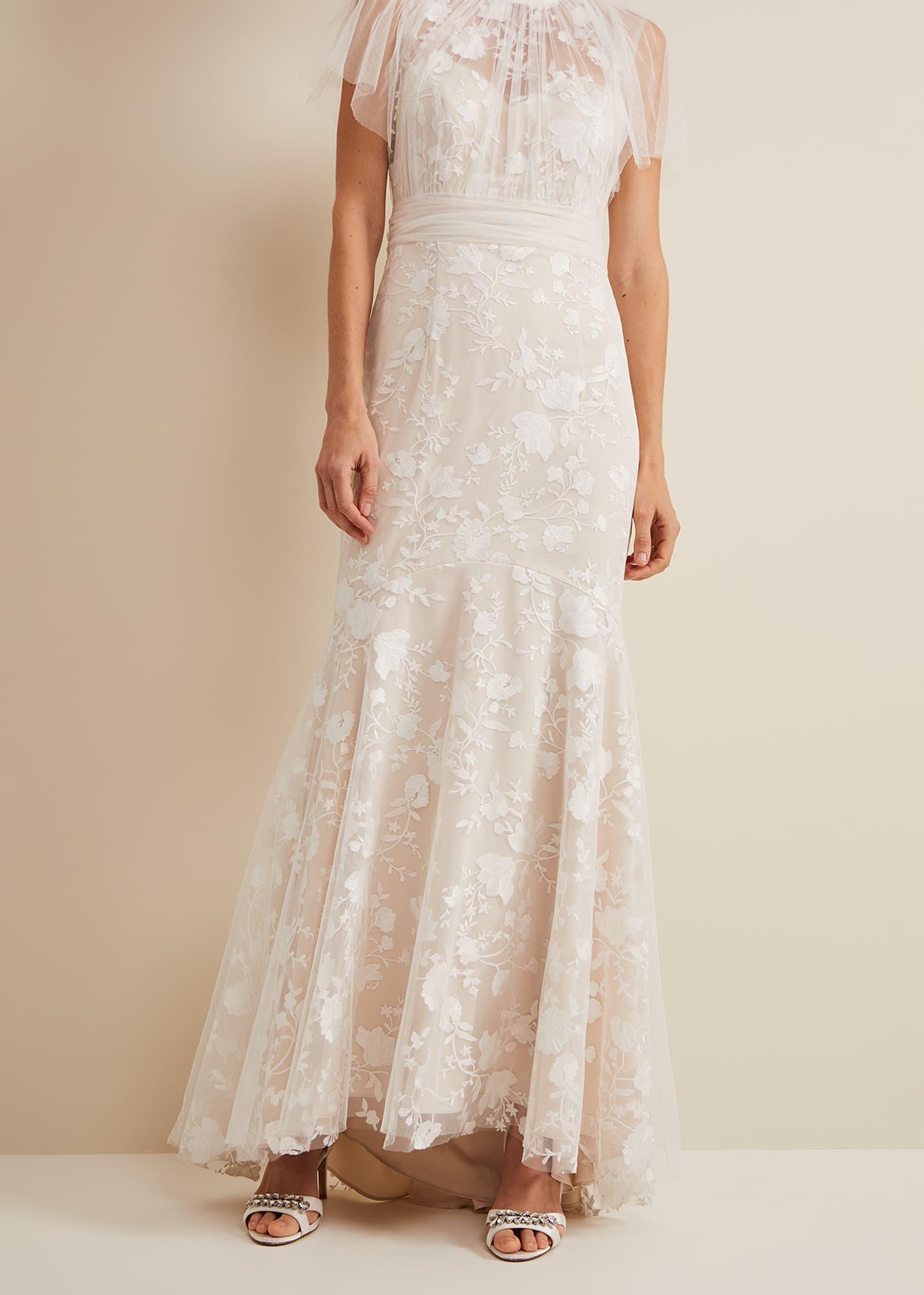 Delilah Mesh Embroidered Maxi Wedding Dress
