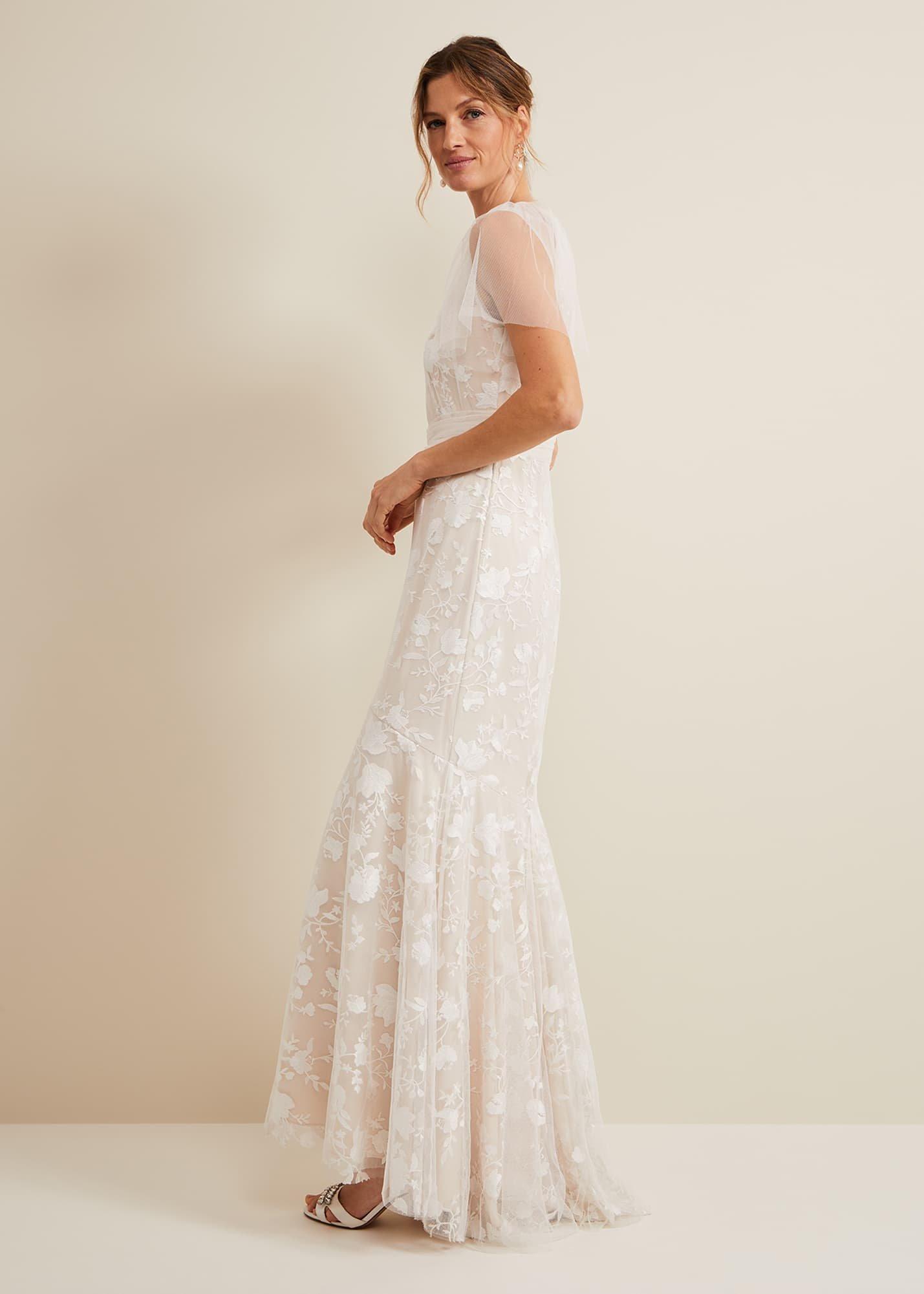 Delilah Mesh Embroidered Maxi Wedding Dress