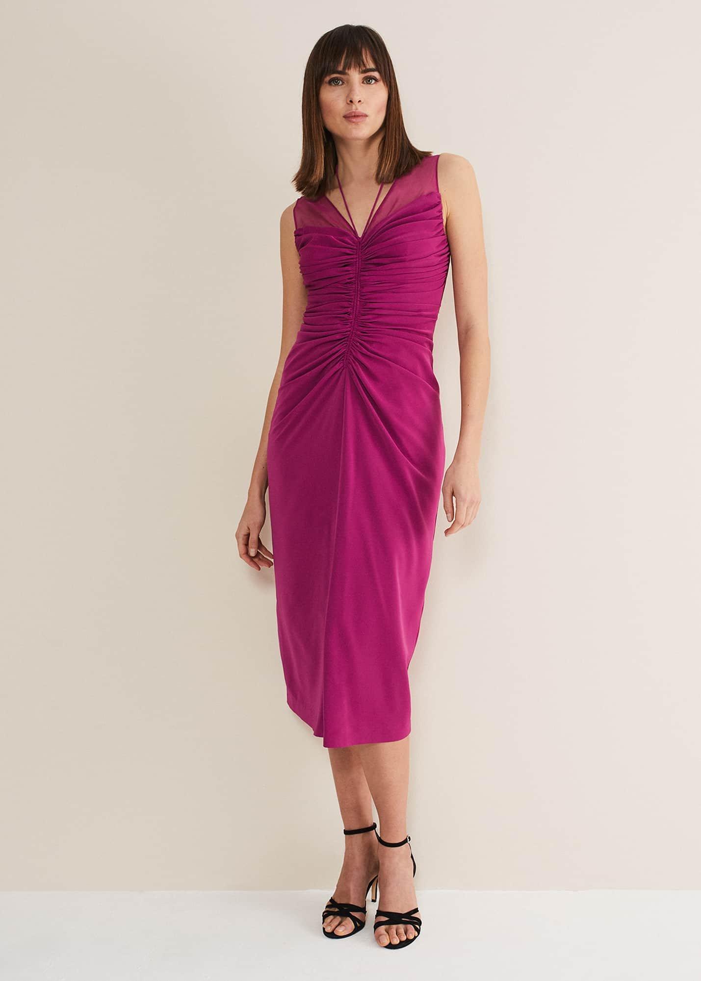 Leah Ruched Midi Dress