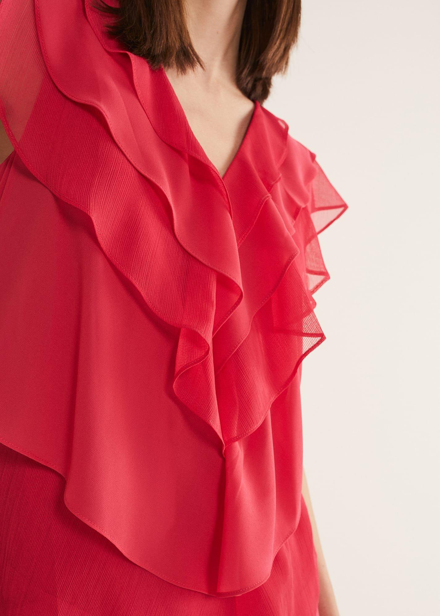 Sage Pleated Ruffle Mini Dress