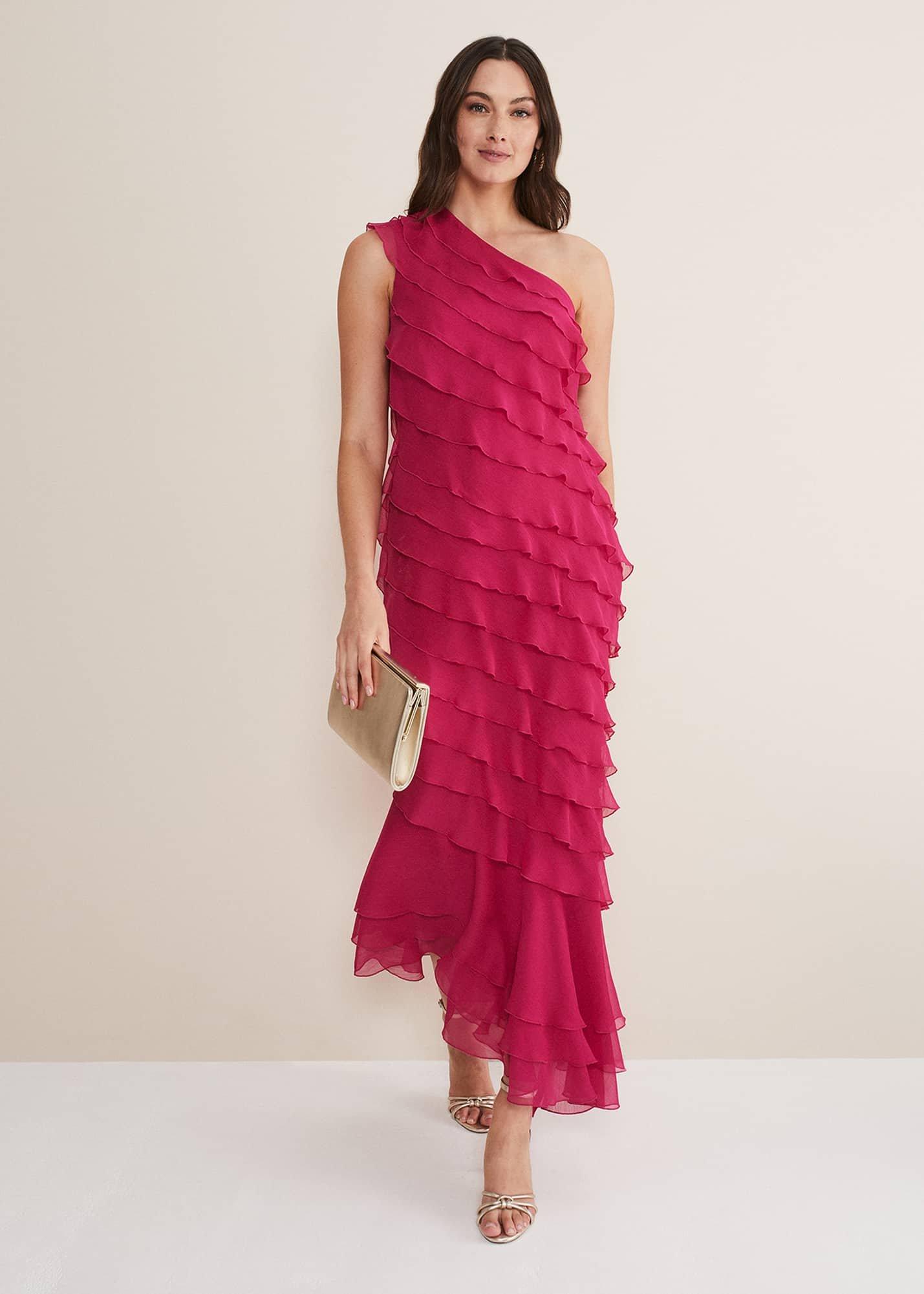 Kelsey Layered One Shoulder Maxi Dress