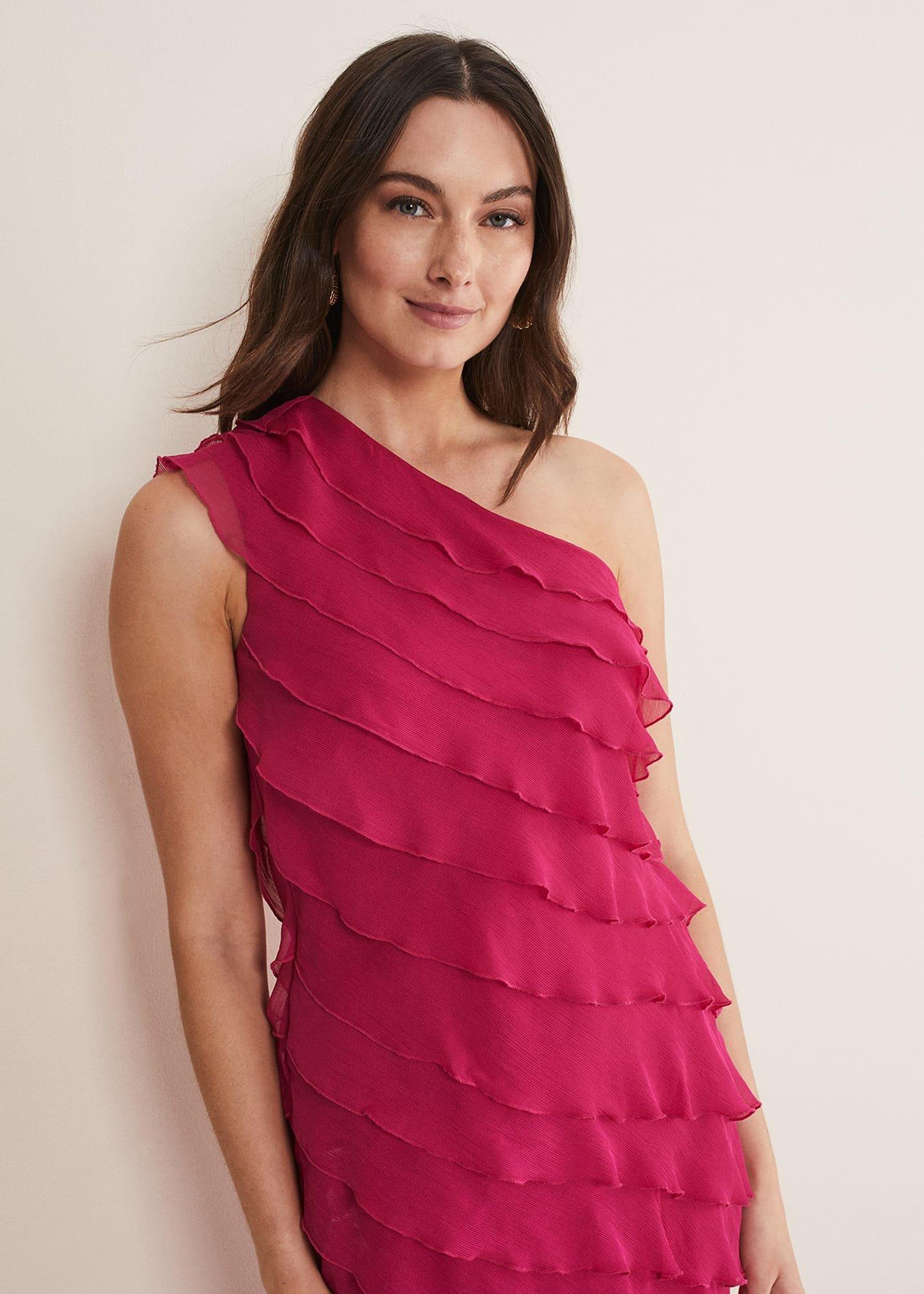 Kelsey Layered One Shoulder Maxi Dress