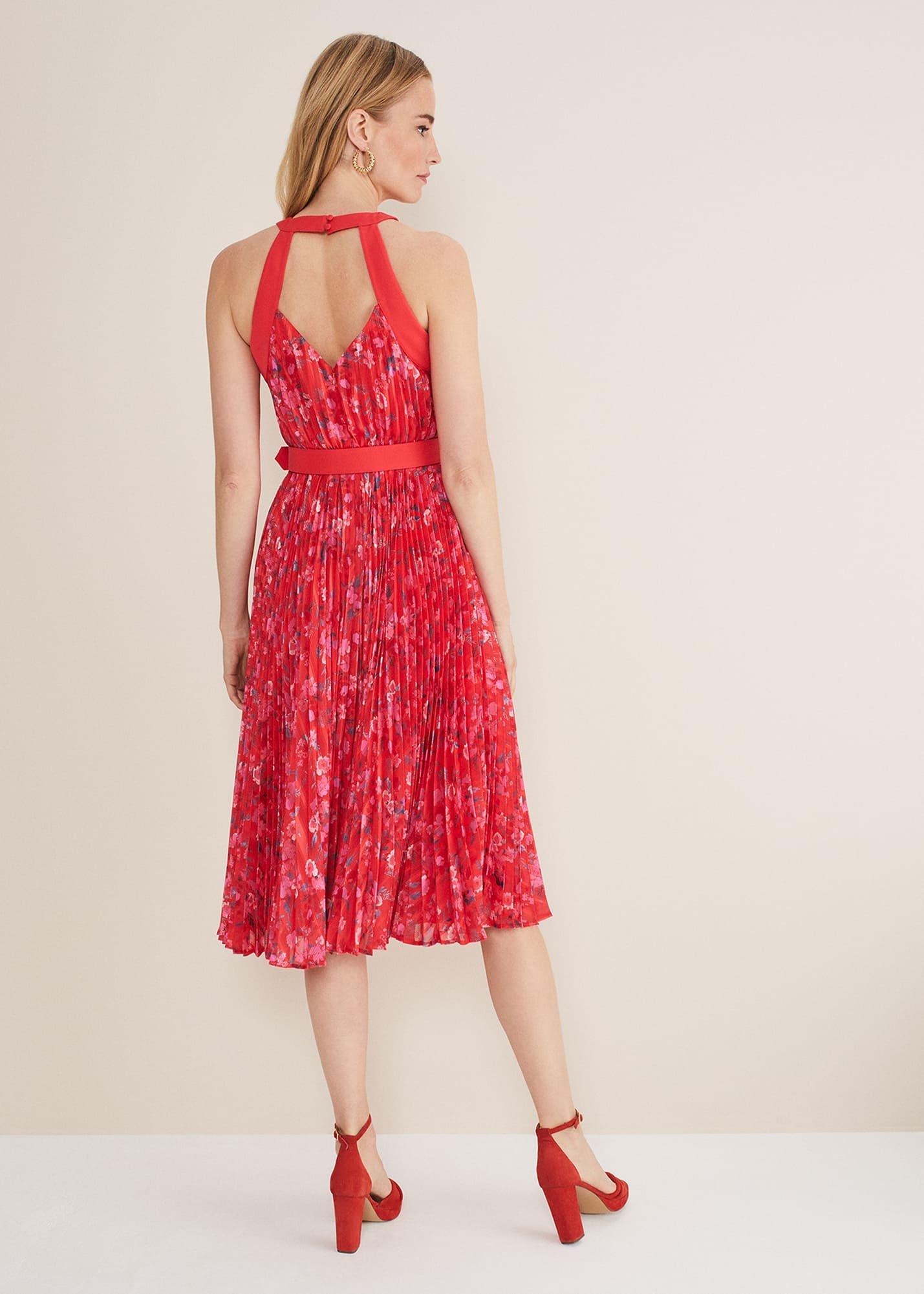 Zoya Pleat Midi Floral Dress