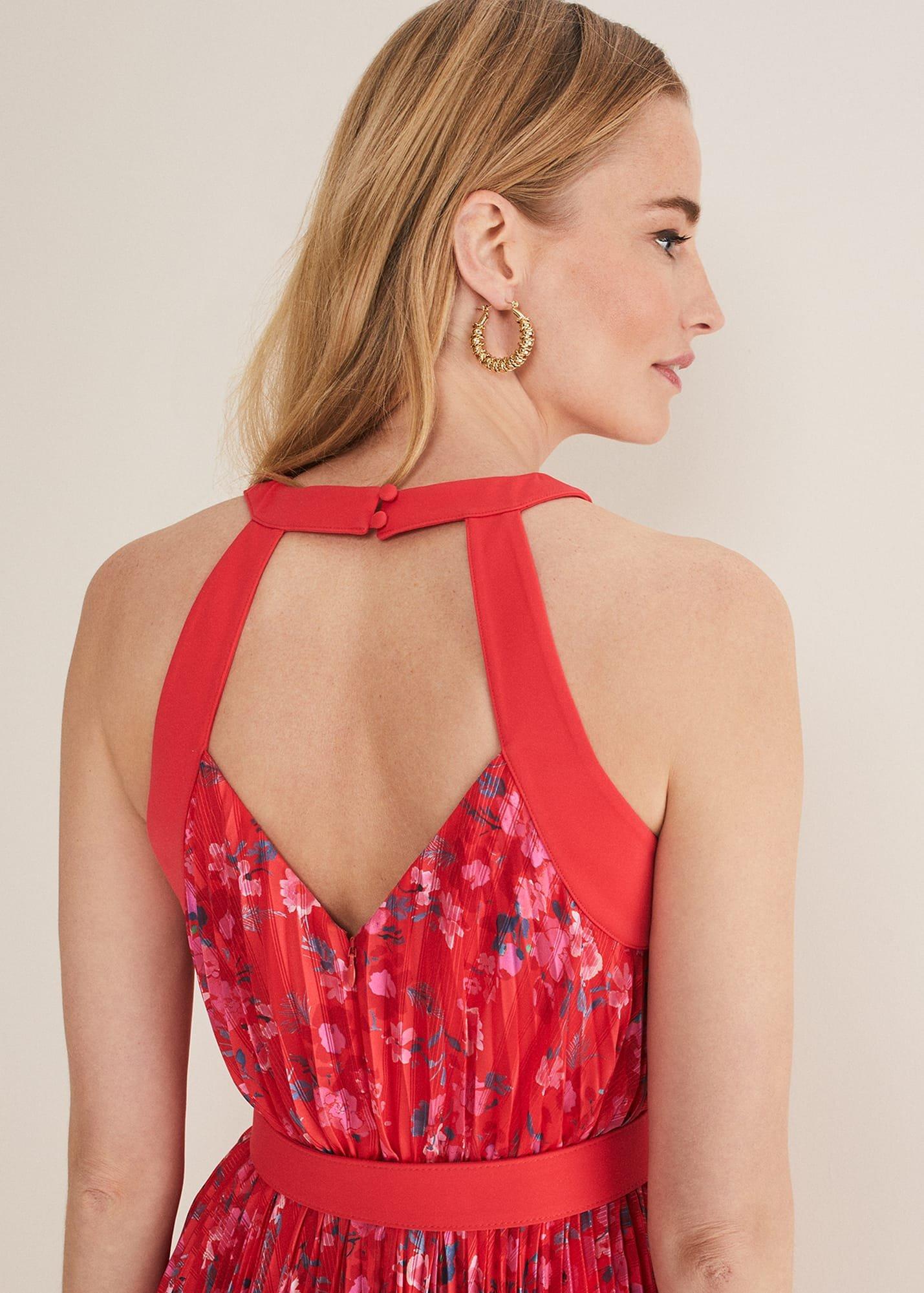 Zoya Pleat Midi Floral Dress