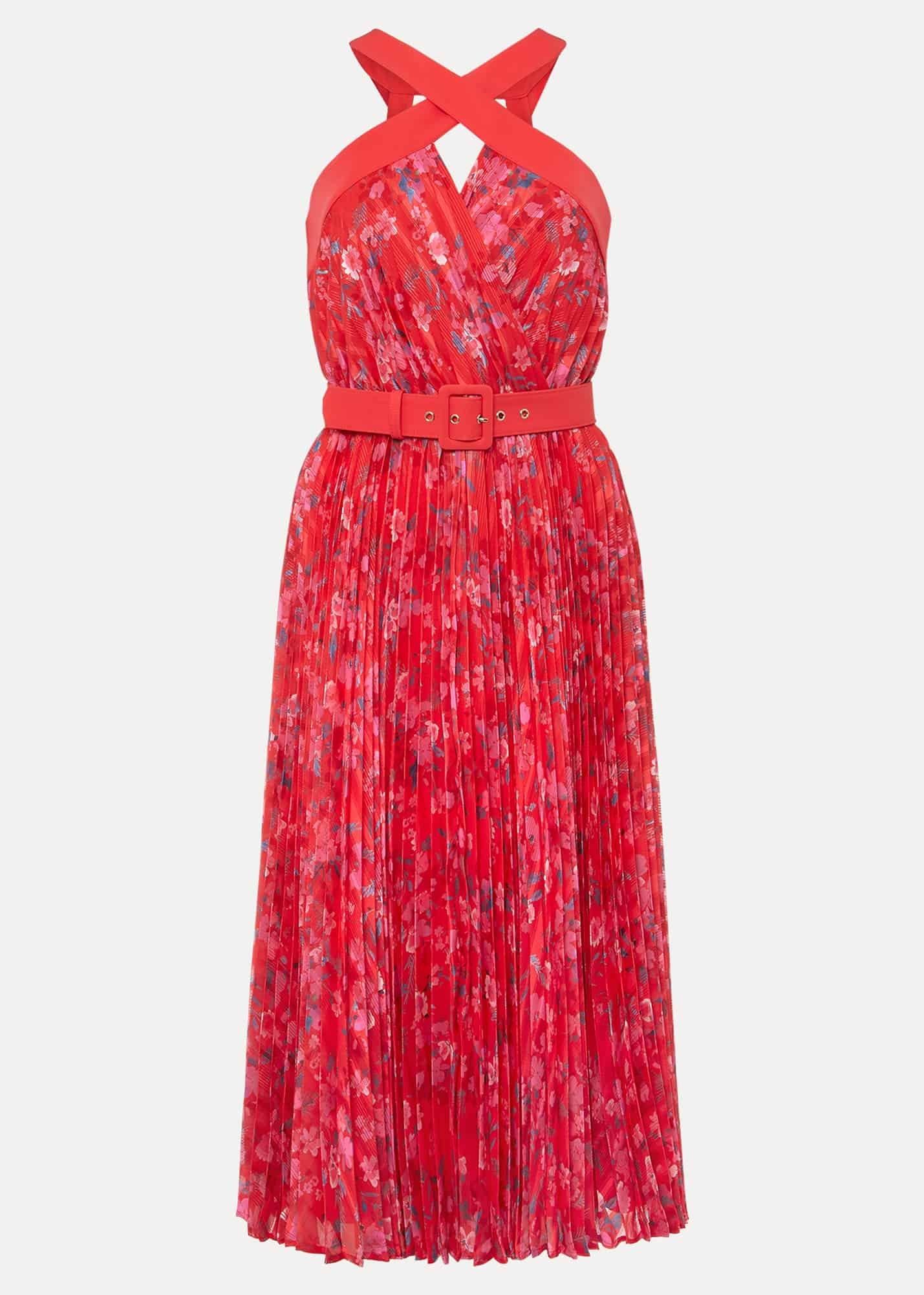 Zoya Pleat Midi Floral Dress