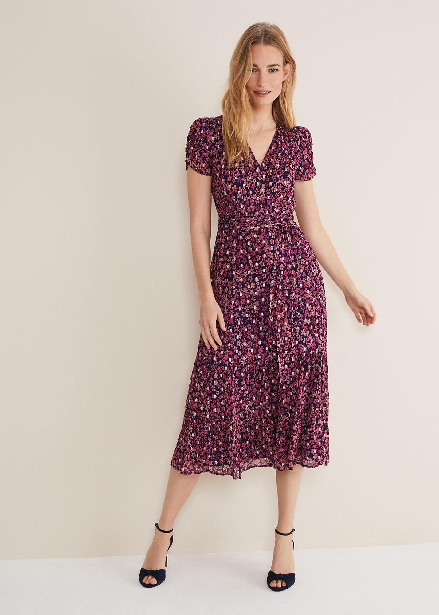 Azalea Ditsy Short Sleeve Midi Dress