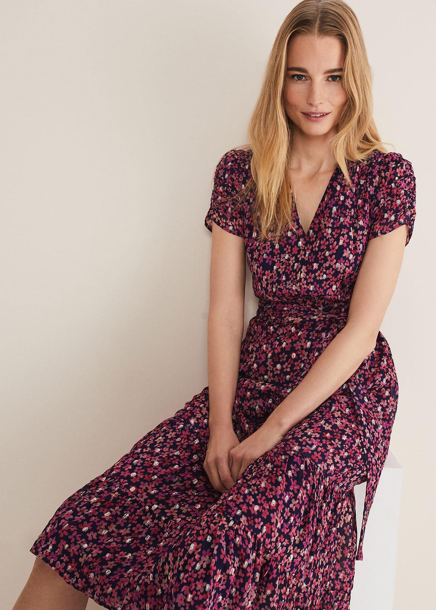 Azalea Ditsy Short Sleeve Midi Dress