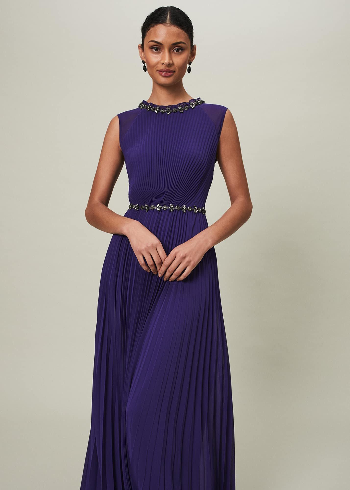 Louisa Pleat Beaded Maxi Dress