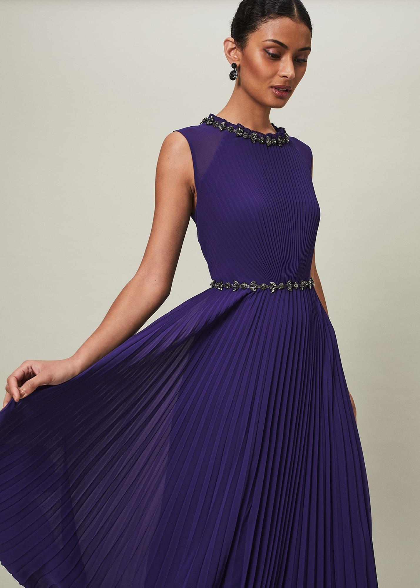 Louisa Pleat Beaded Maxi Dress