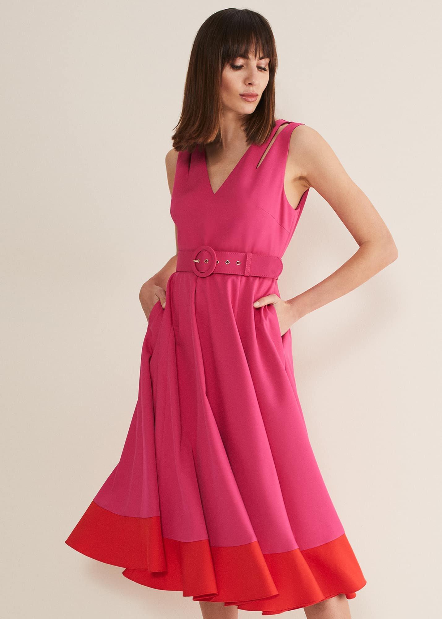 Raquel Belted Fit And Flare Dress