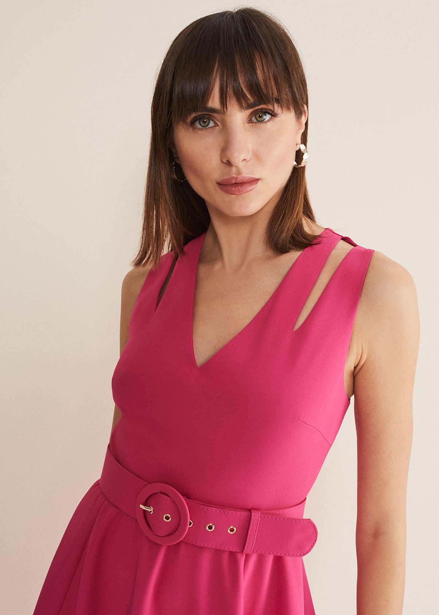Raquel Belted Fit And Flare Dress