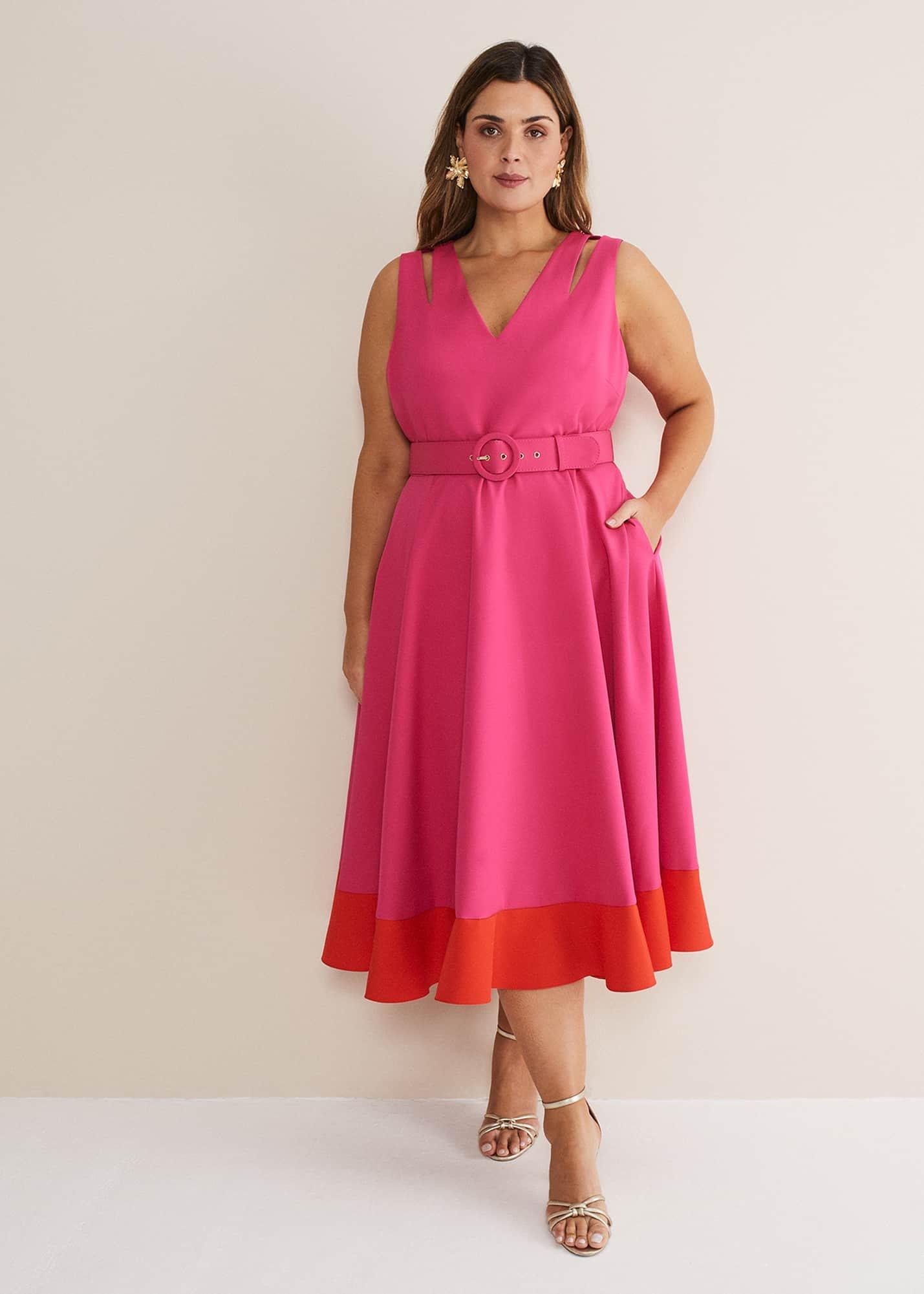 Raquel Belted Fit And Flare Dress