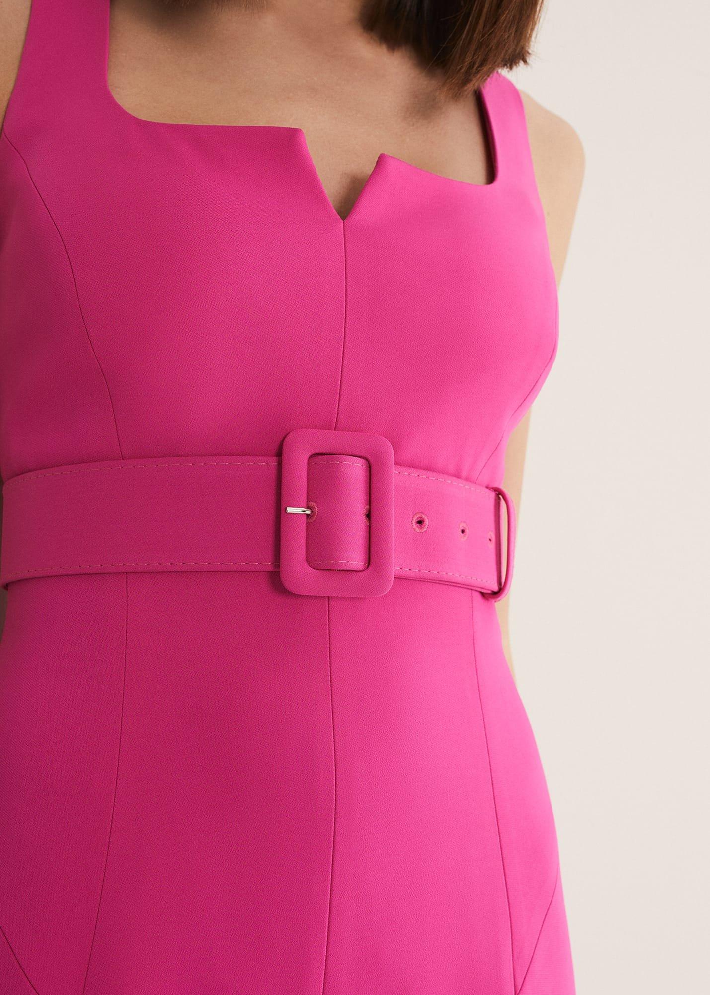 Adria Pink Fitted Midi Dress
