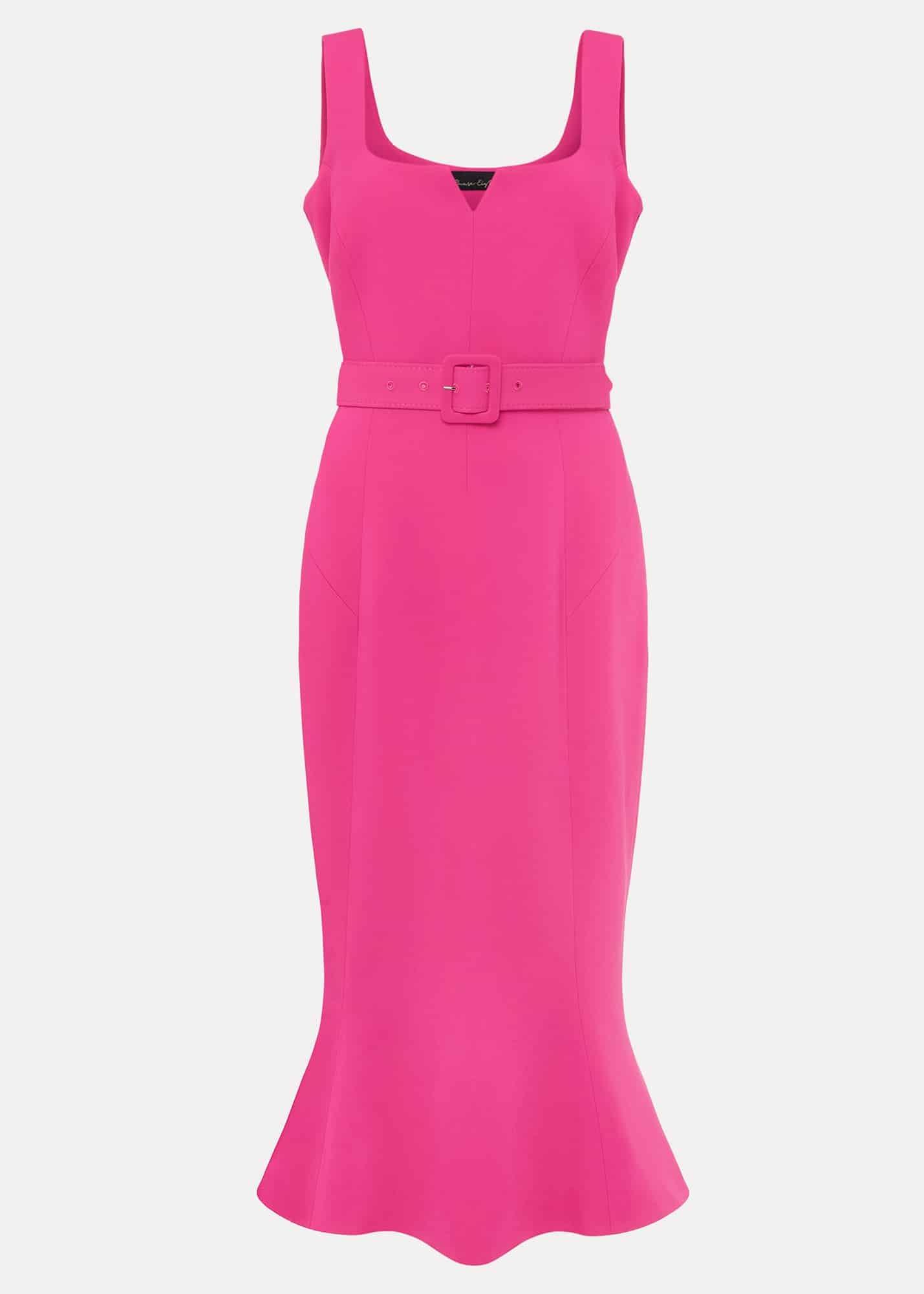 Adria Pink Fitted Midi Dress