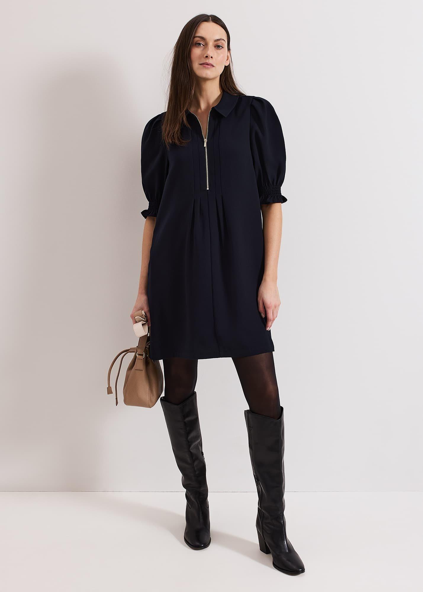 Candice Navy Zip Mini Dress