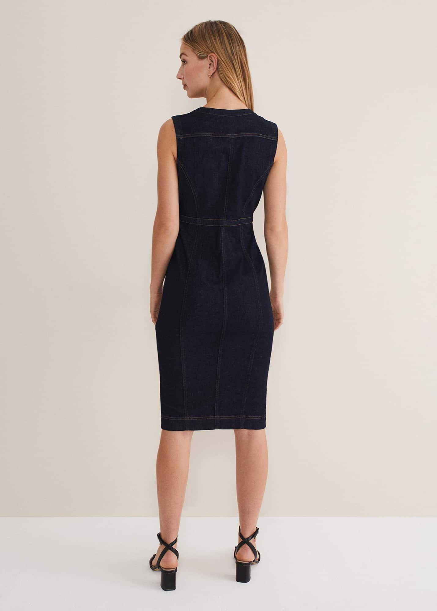 Anwen Fitted Denim Midi Dress