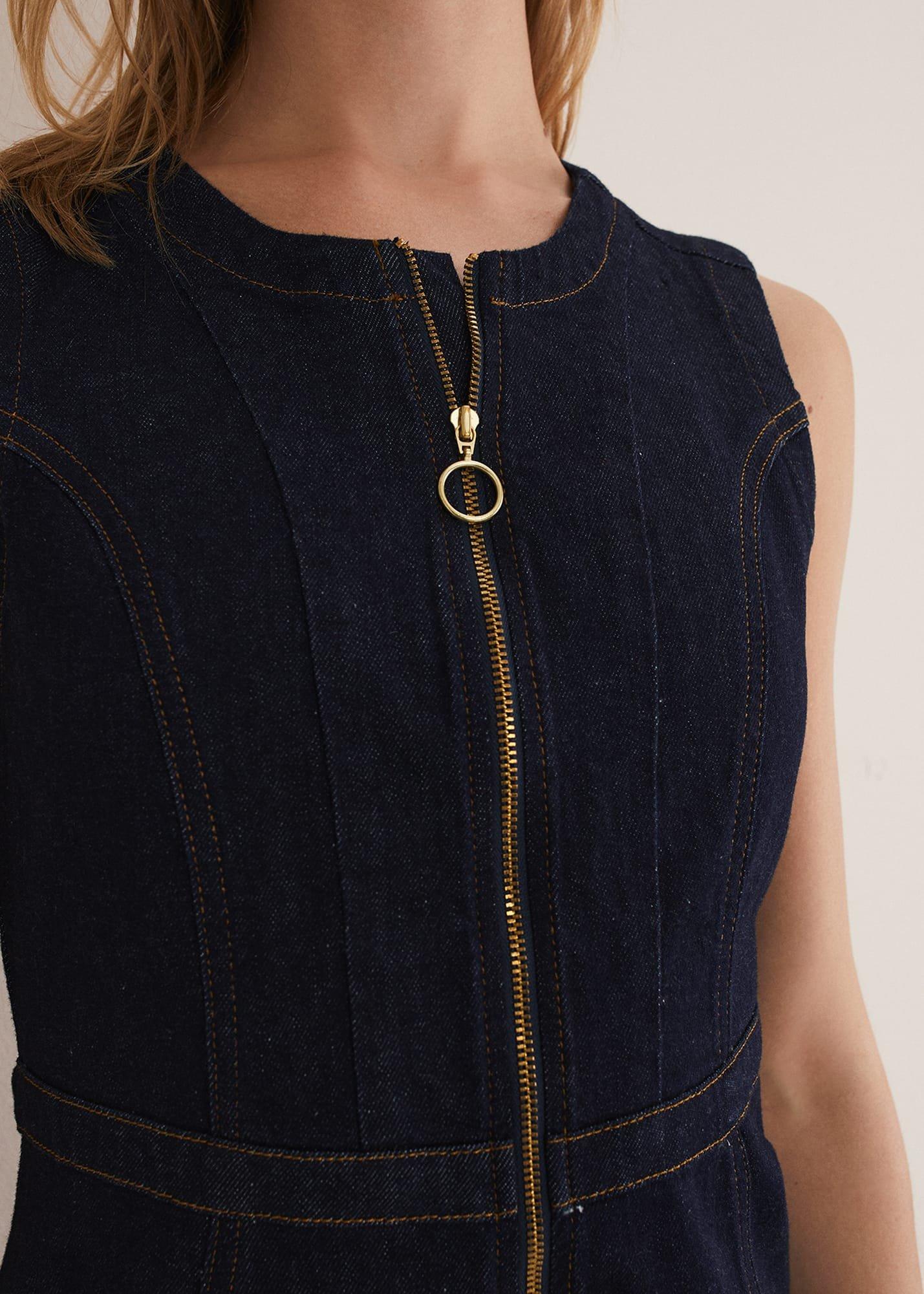 Anwen Fitted Denim Midi Dress