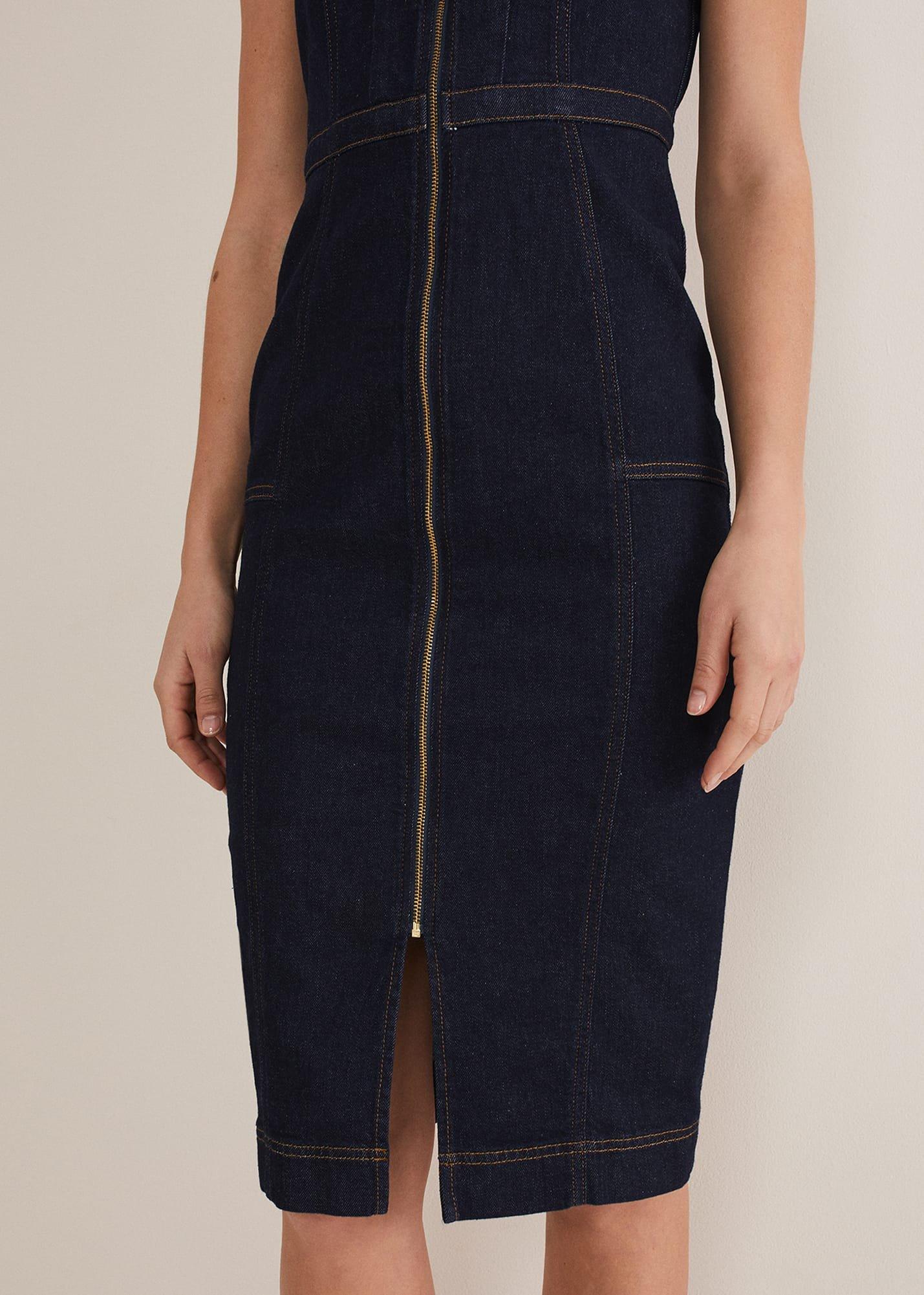 Anwen Fitted Denim Midi Dress