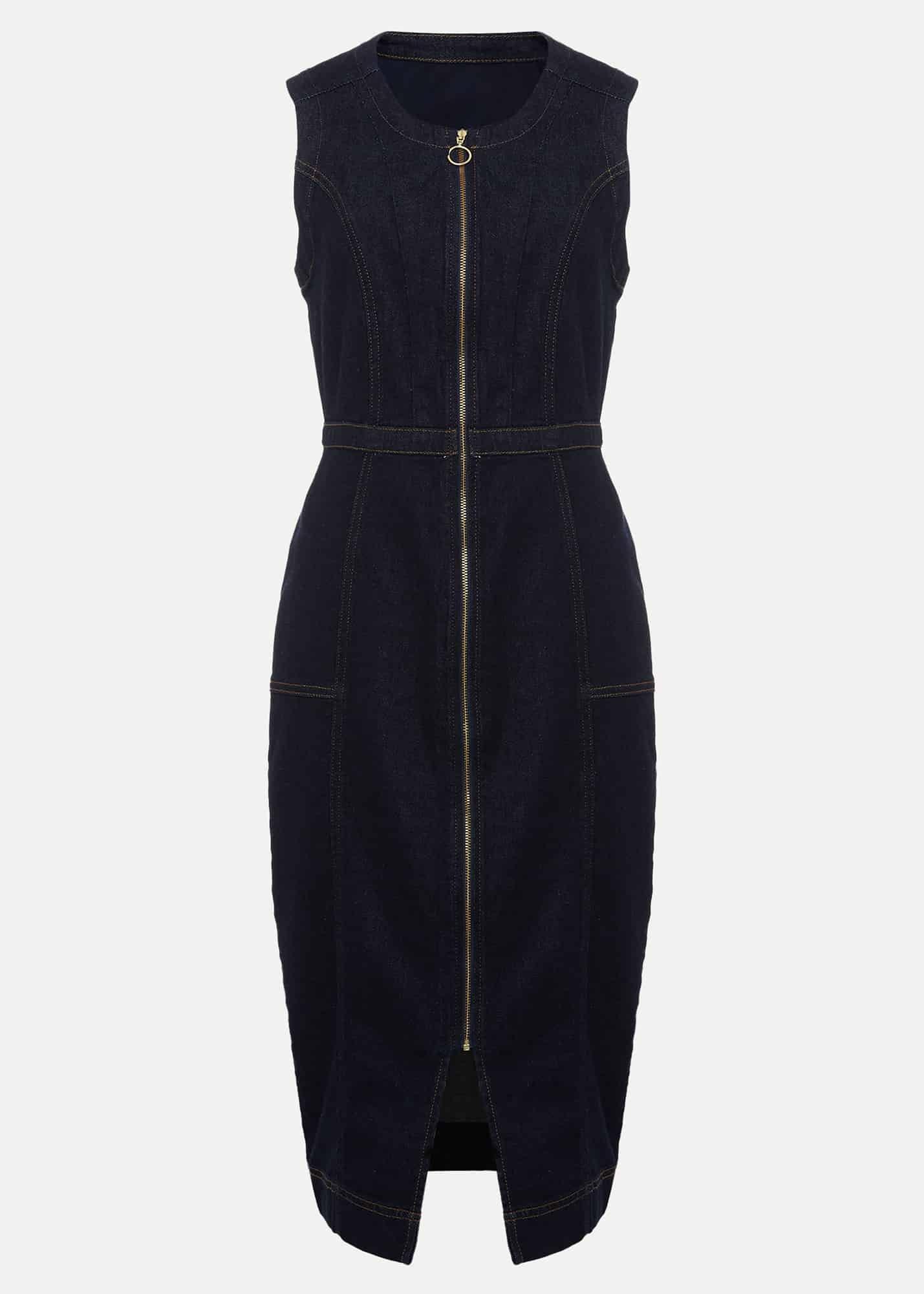 Anwen Fitted Denim Midi Dress