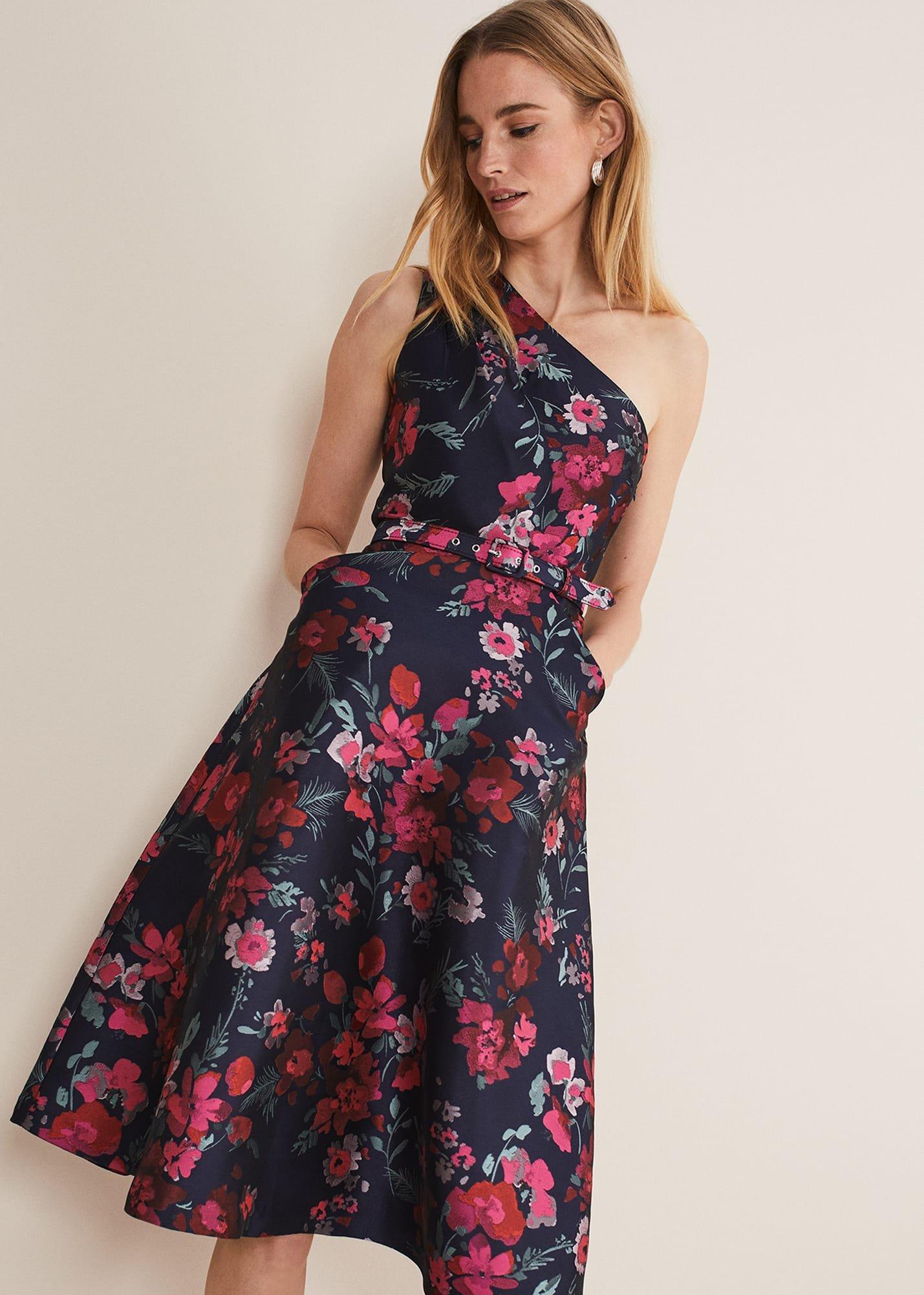 Tasha One Shoulder Jacquard Dress