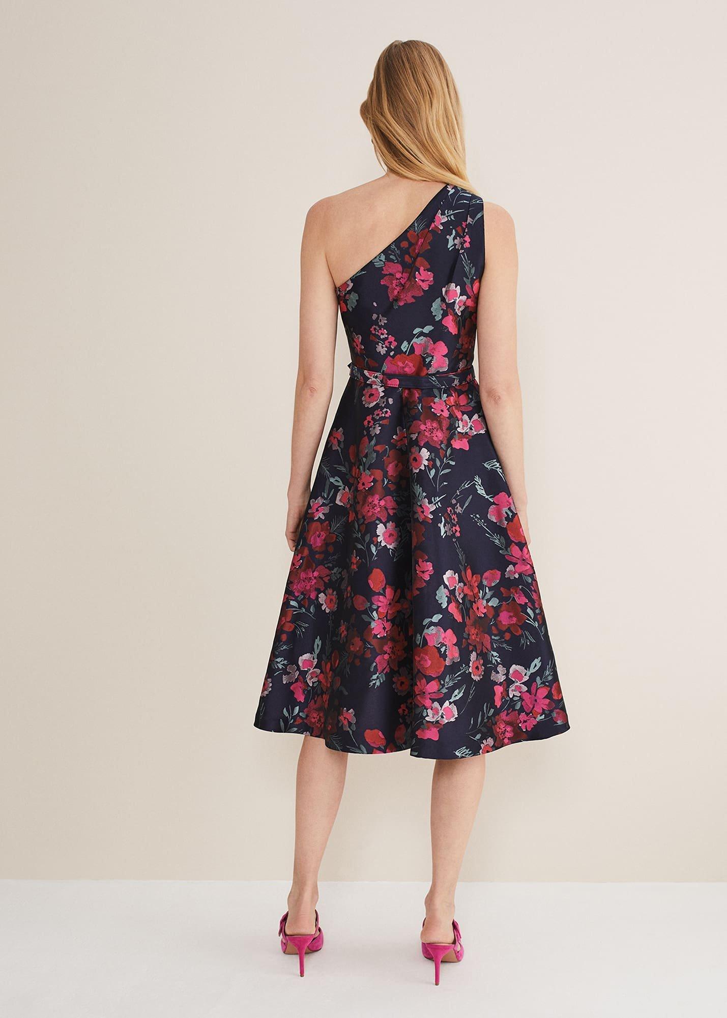 Tasha One Shoulder Jacquard Dress