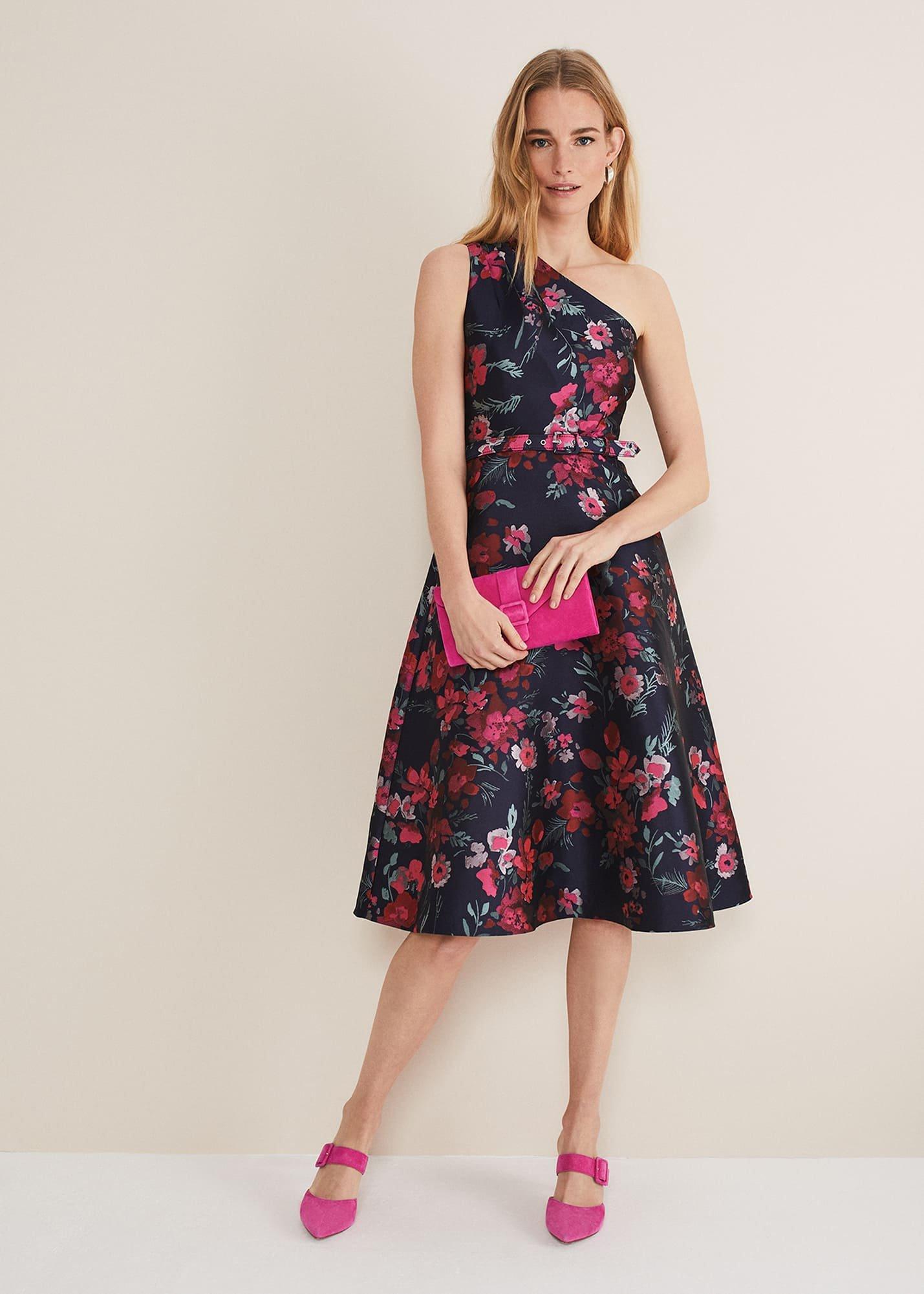 Tasha One Shoulder Jacquard Dress
