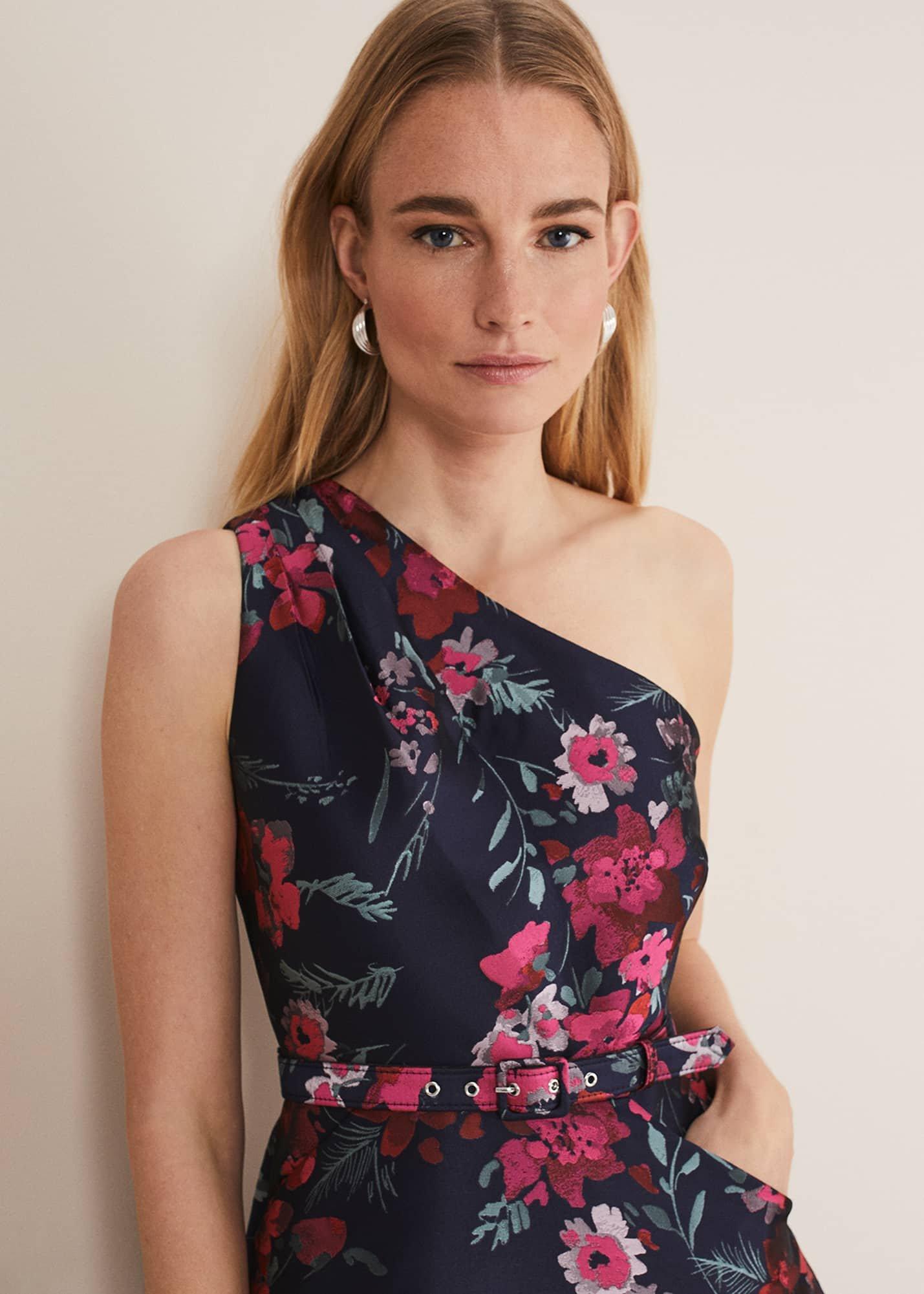 Tasha One Shoulder Jacquard Dress