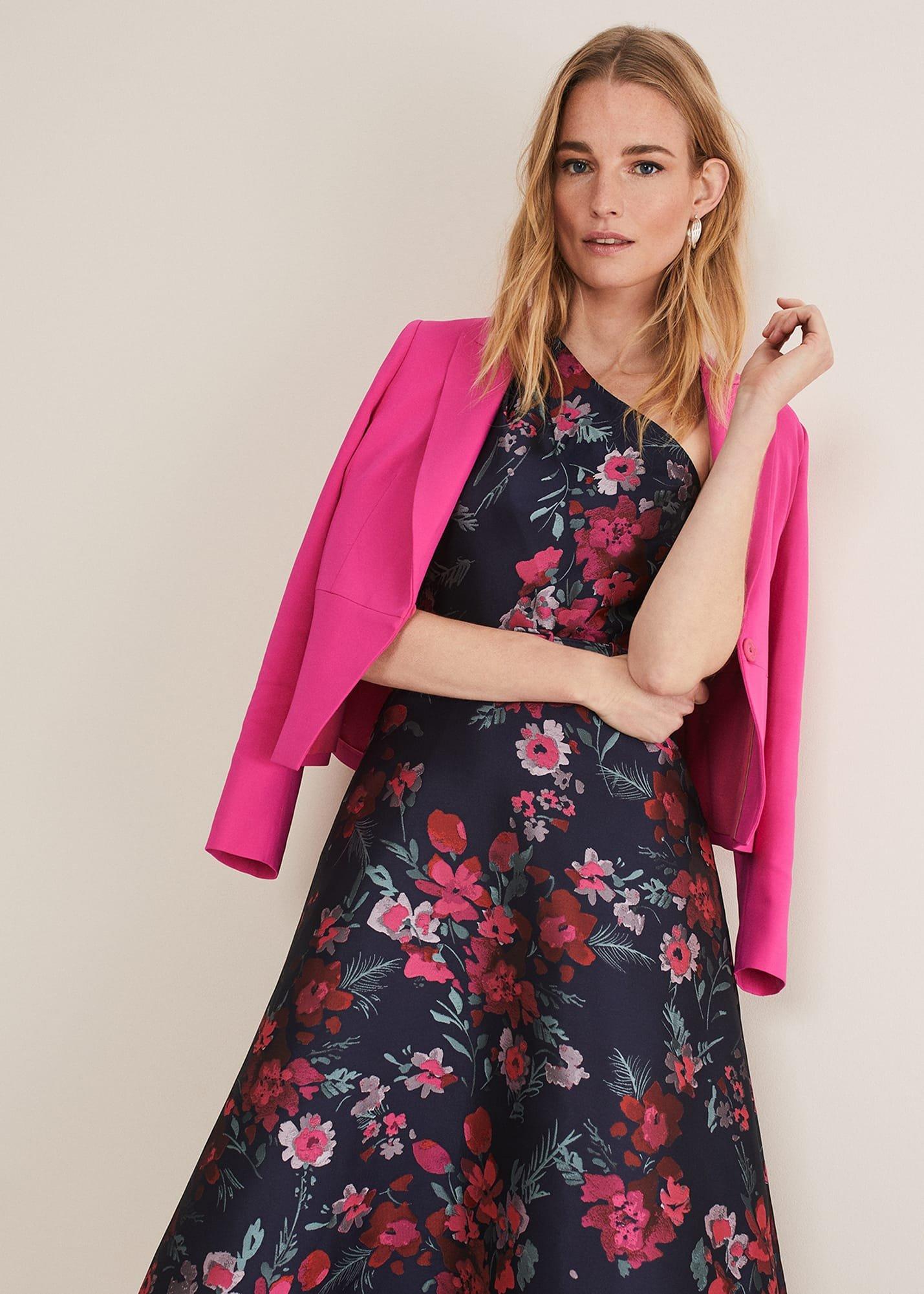 Tasha One Shoulder Jacquard Dress