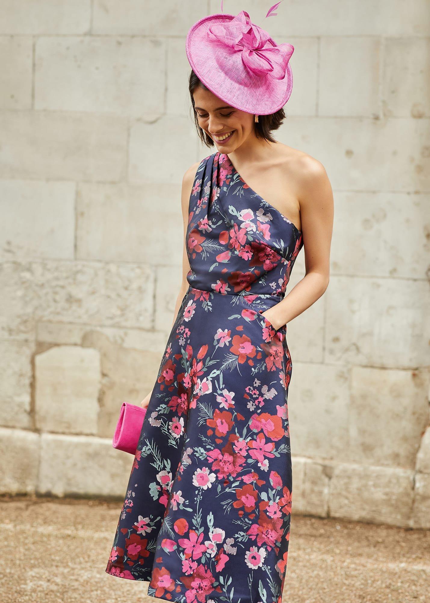 Tasha One Shoulder Jacquard Dress