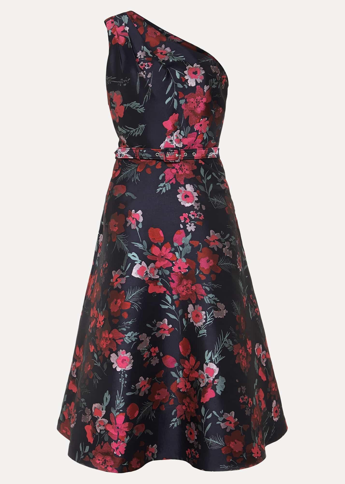 Tasha One Shoulder Jacquard Dress