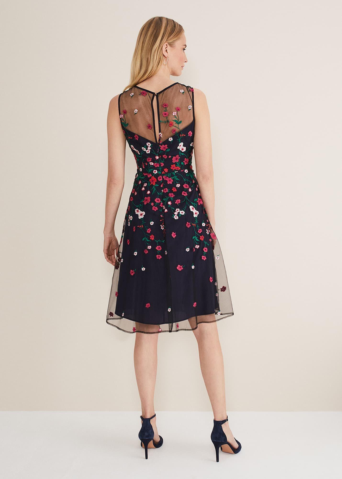 Sloane Mesh Ditsy Floral Dress