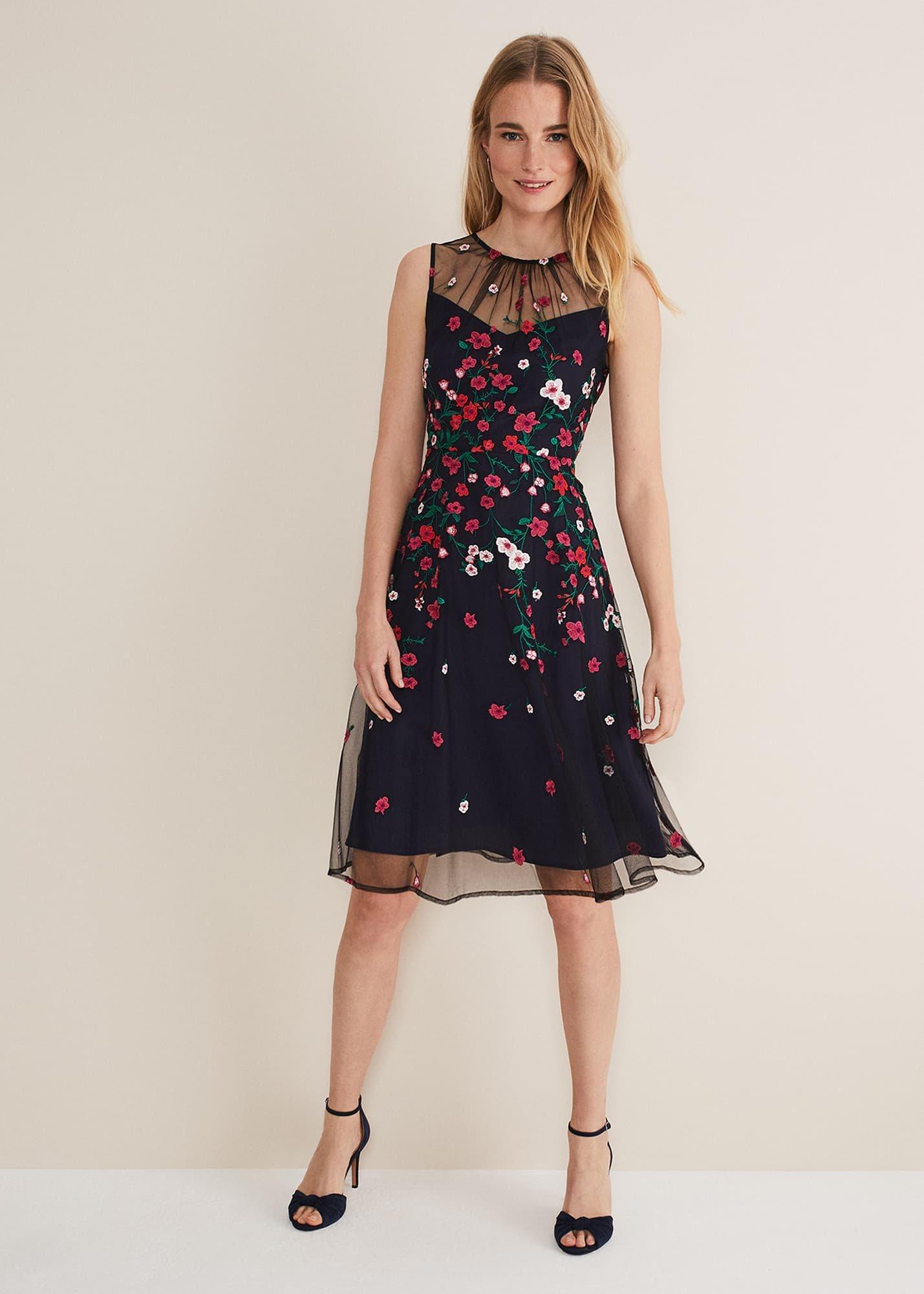Sloane Mesh Ditsy Floral Dress