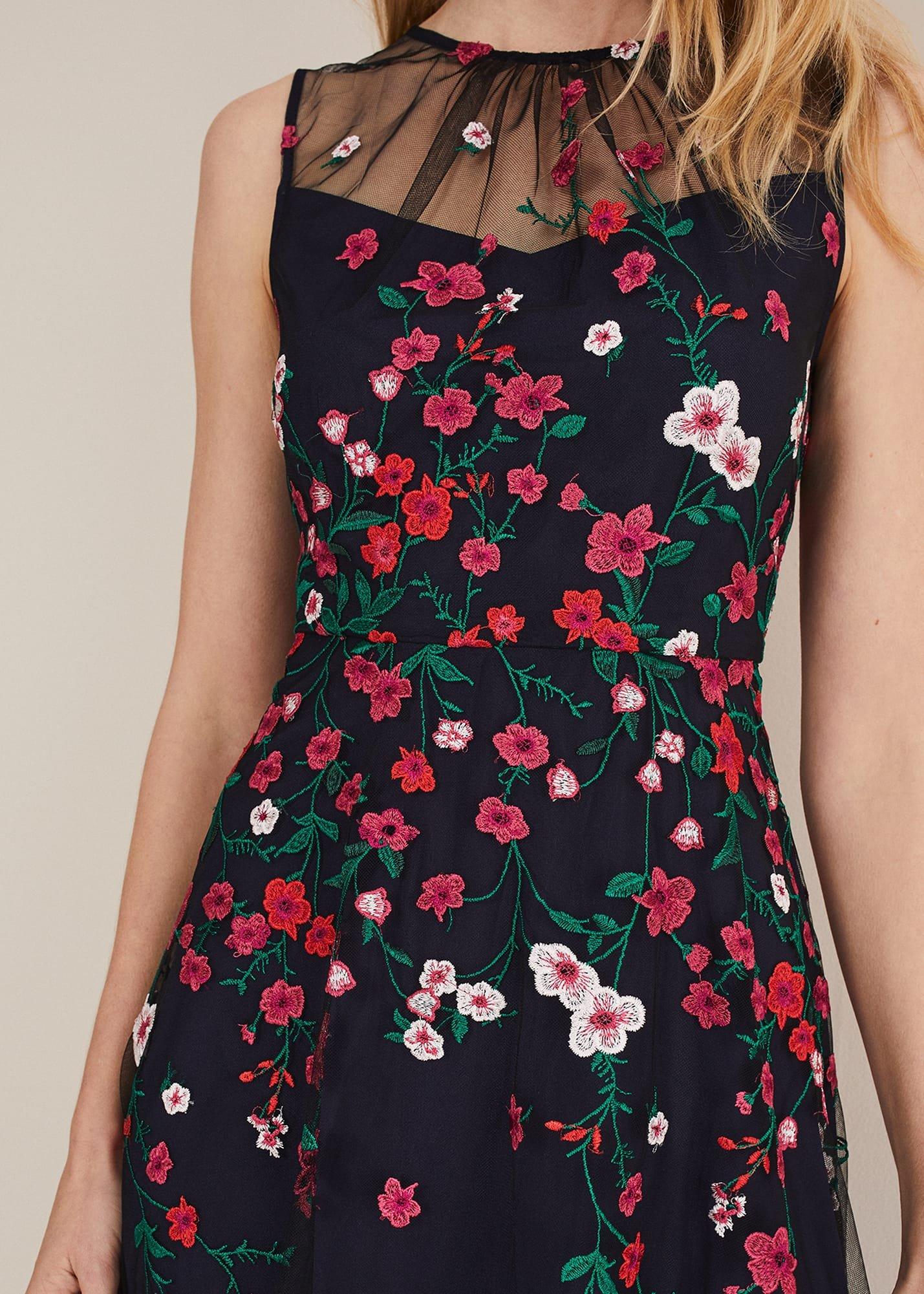 Sloane Mesh Ditsy Floral Dress