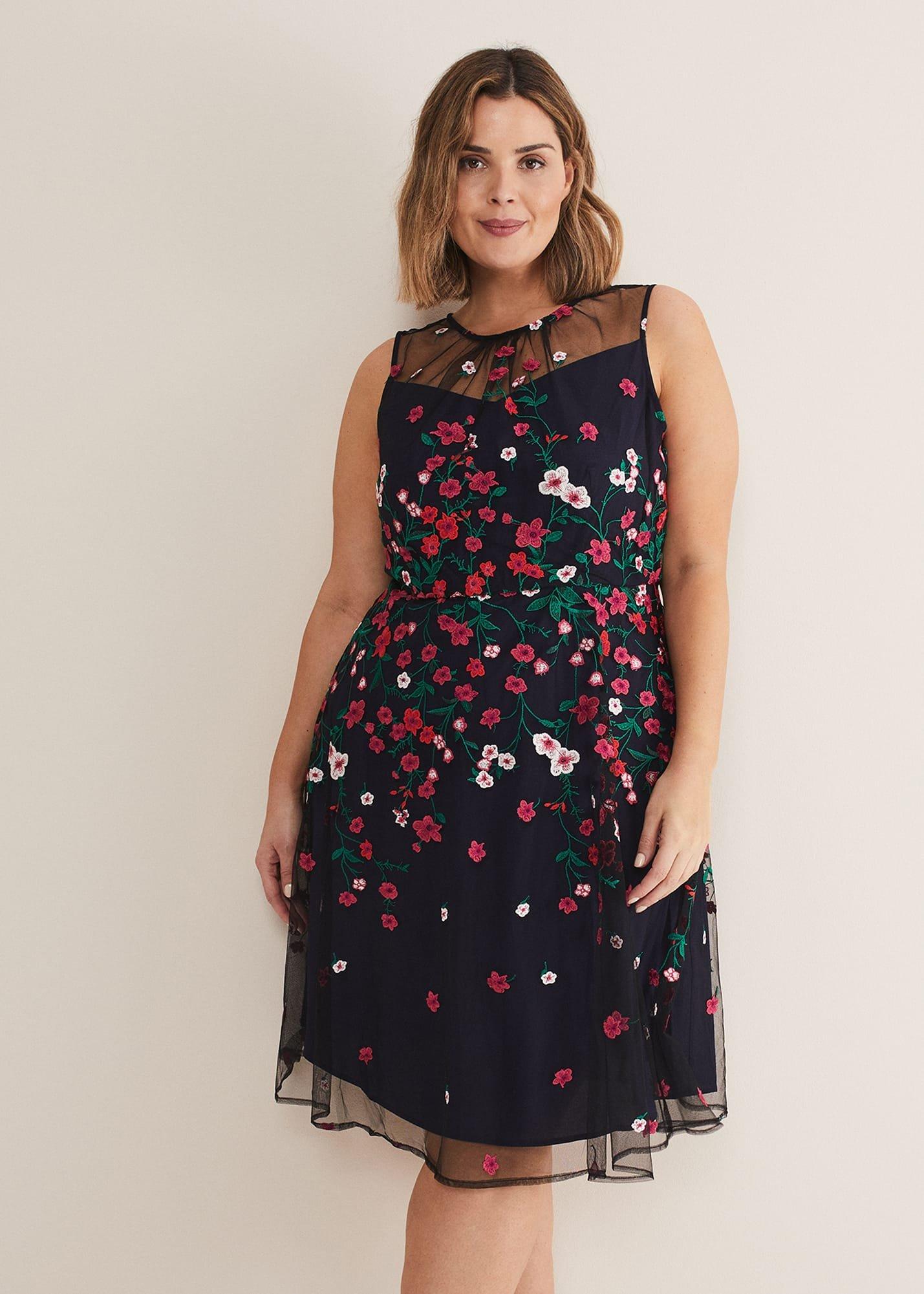 Sloane Mesh Ditsy Floral Dress