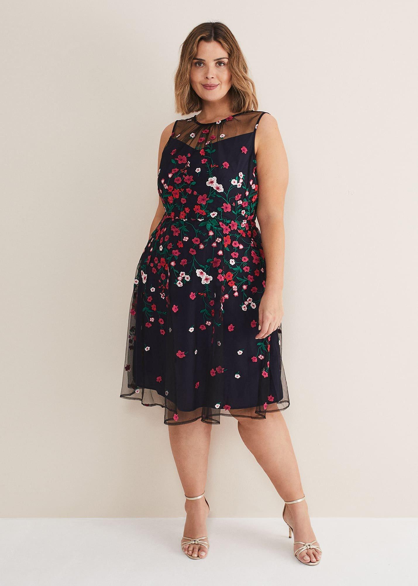 Sloane Mesh Ditsy Floral Dress