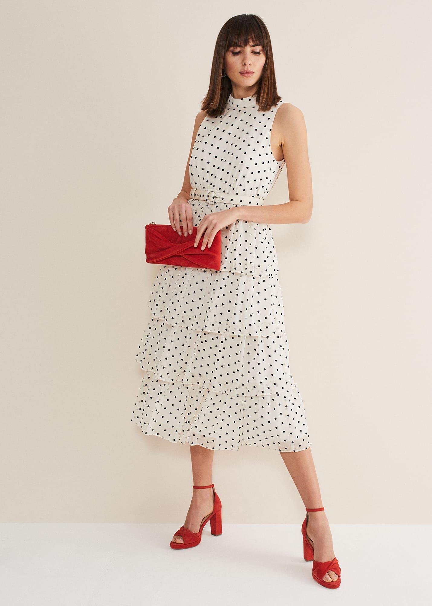 Rita Polka Dot Ruffle Midi Dress