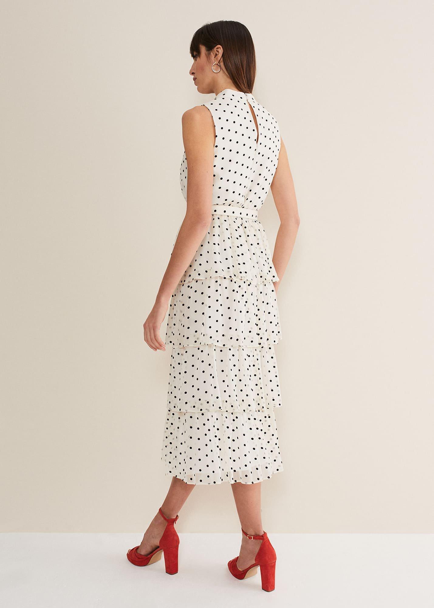 Rita Polka Dot Ruffle Midi Dress