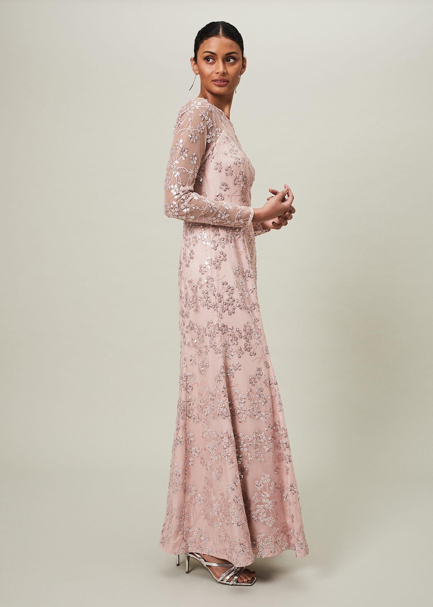 Natalya Sequin Floral Maxi Dress