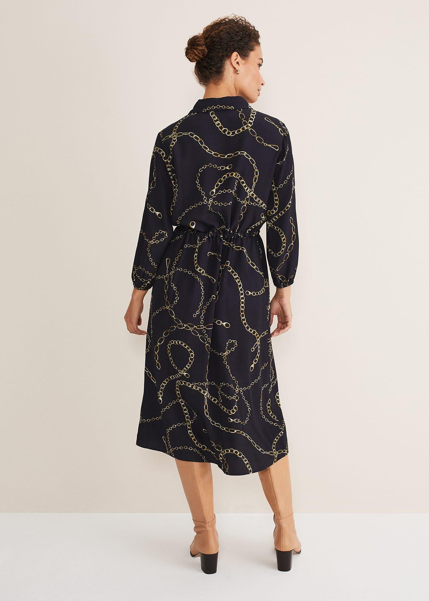 Tana Chain Print Shirt Midi Dress