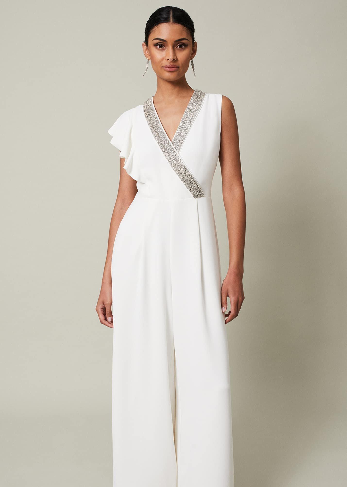 Alexis White Beaded Jumpsuit