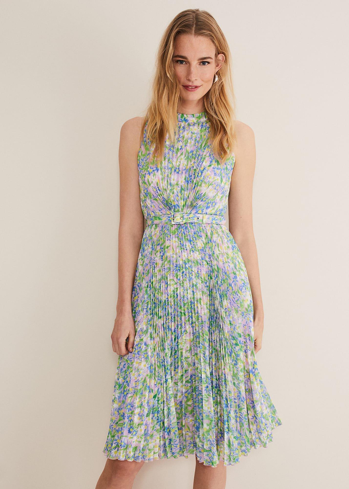 Simara Daisy Pleated Midi Dress