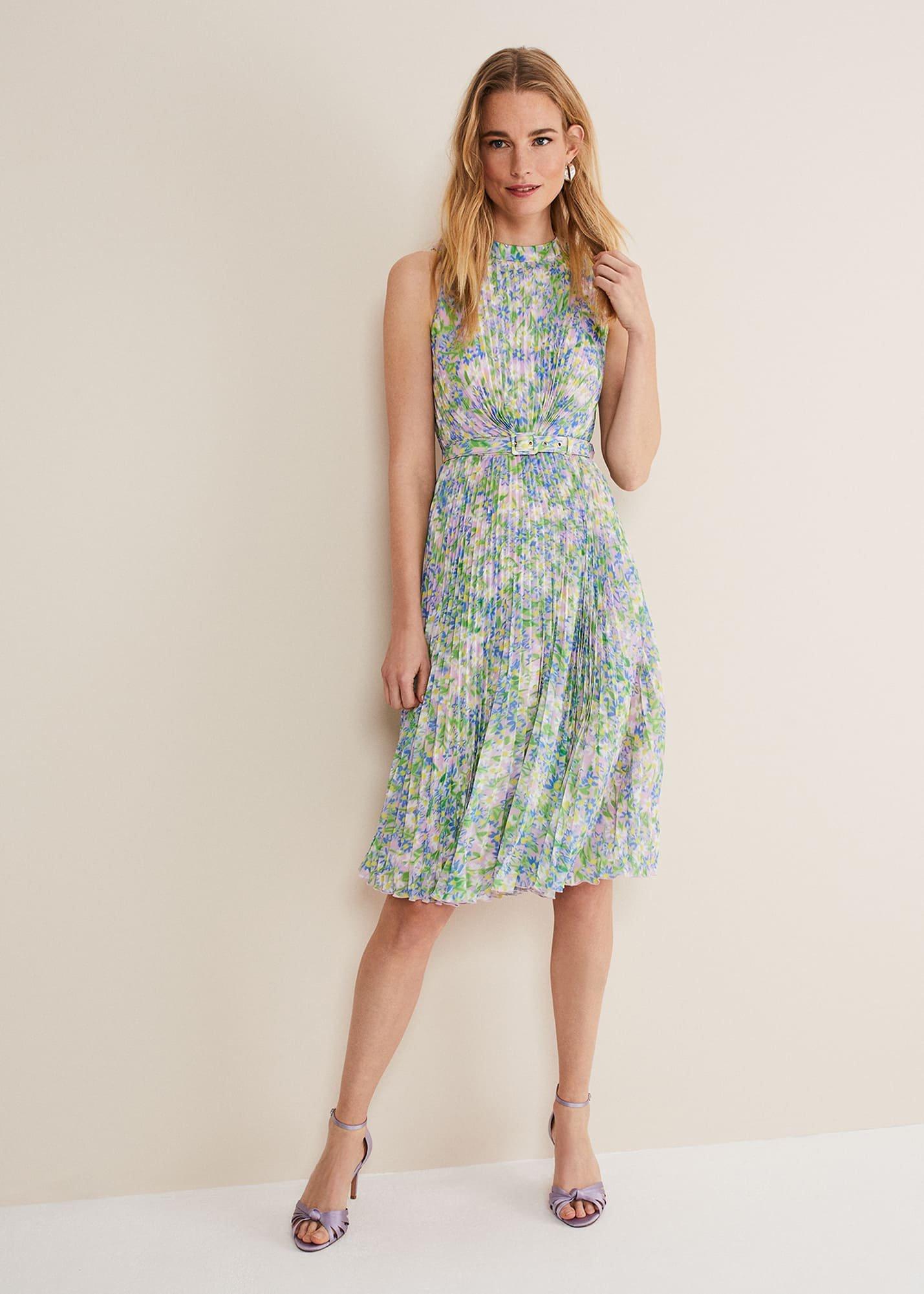 Simara Daisy Pleated Midi Dress