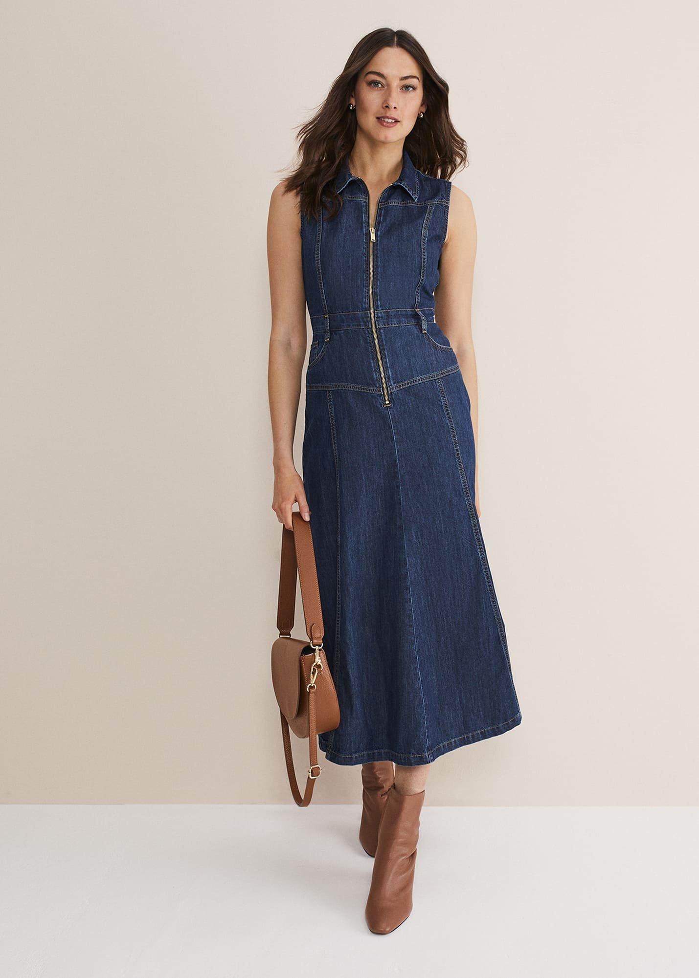 Edie Sleeveless Denim Midi Dress