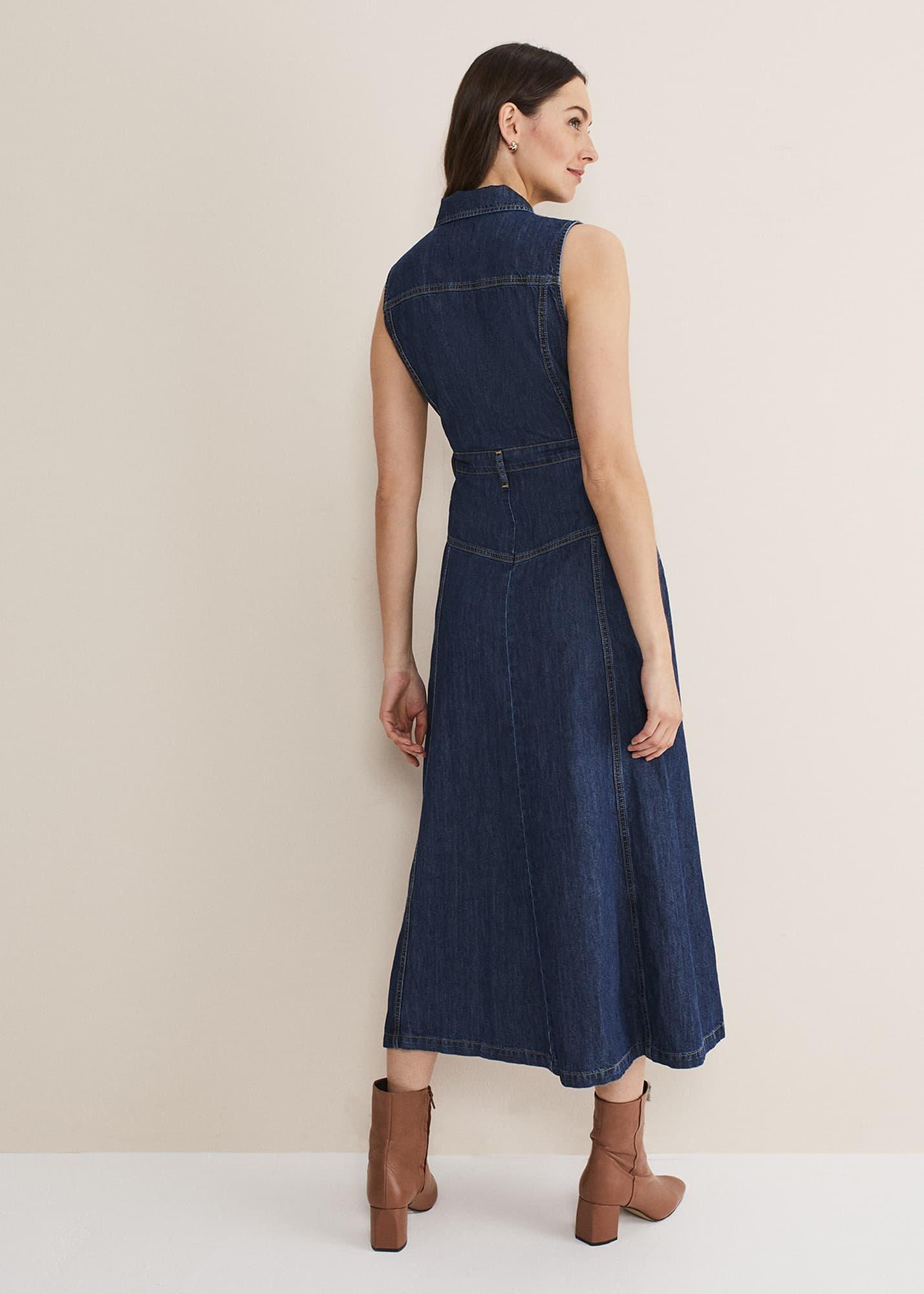 Edie Sleeveless Denim Midi Dress