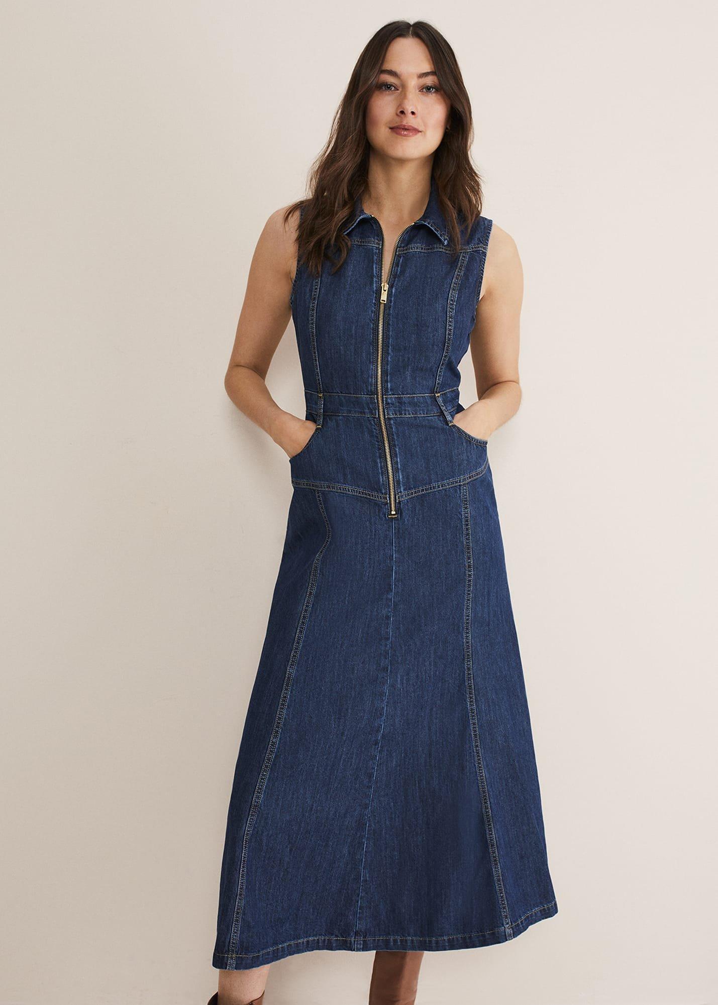 Edie Sleeveless Denim Midi Dress